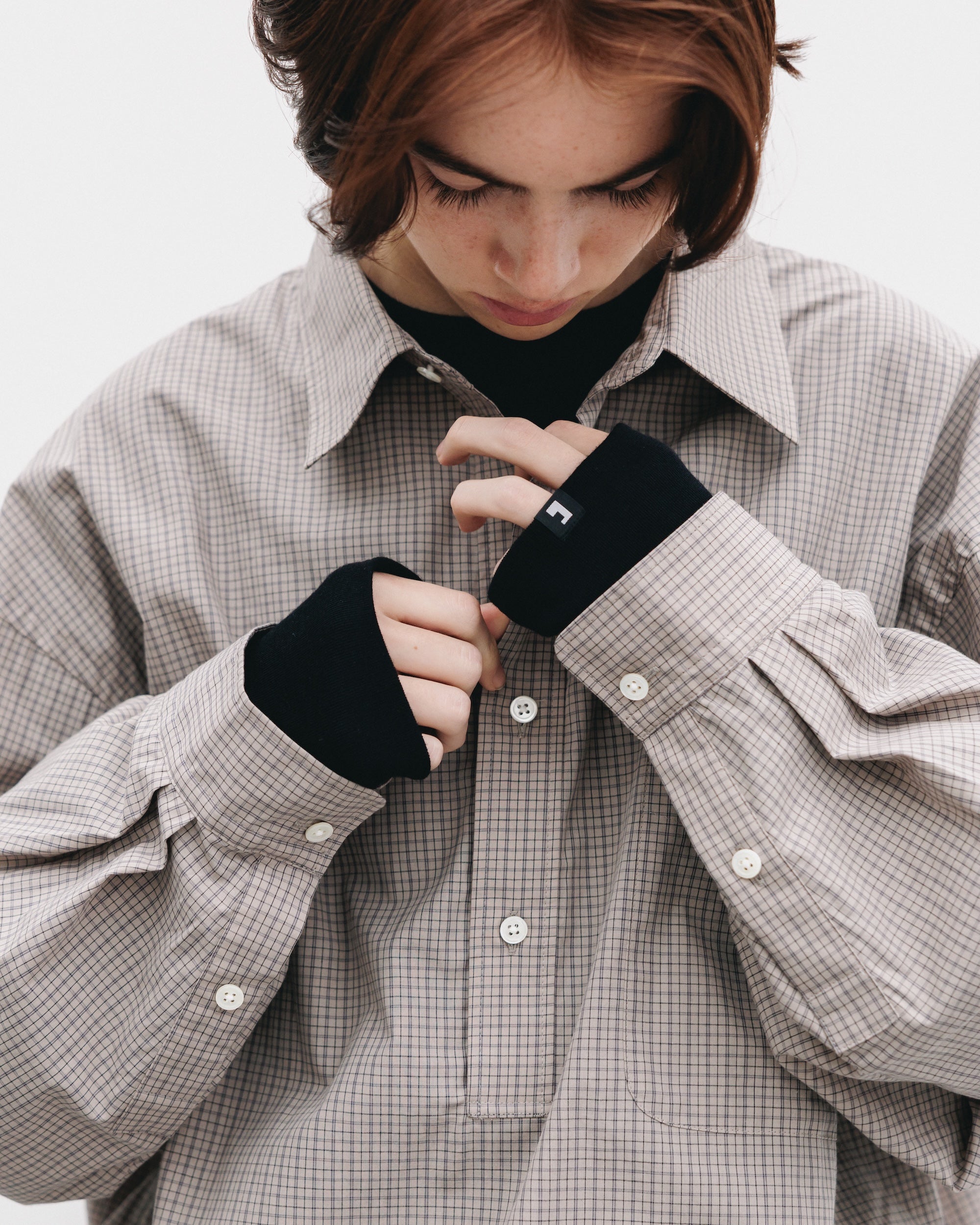 【11.8 SAT 20:00- IN STOCK】MINI PLAID L/S PULLOVER SHIRT (BEIGE)