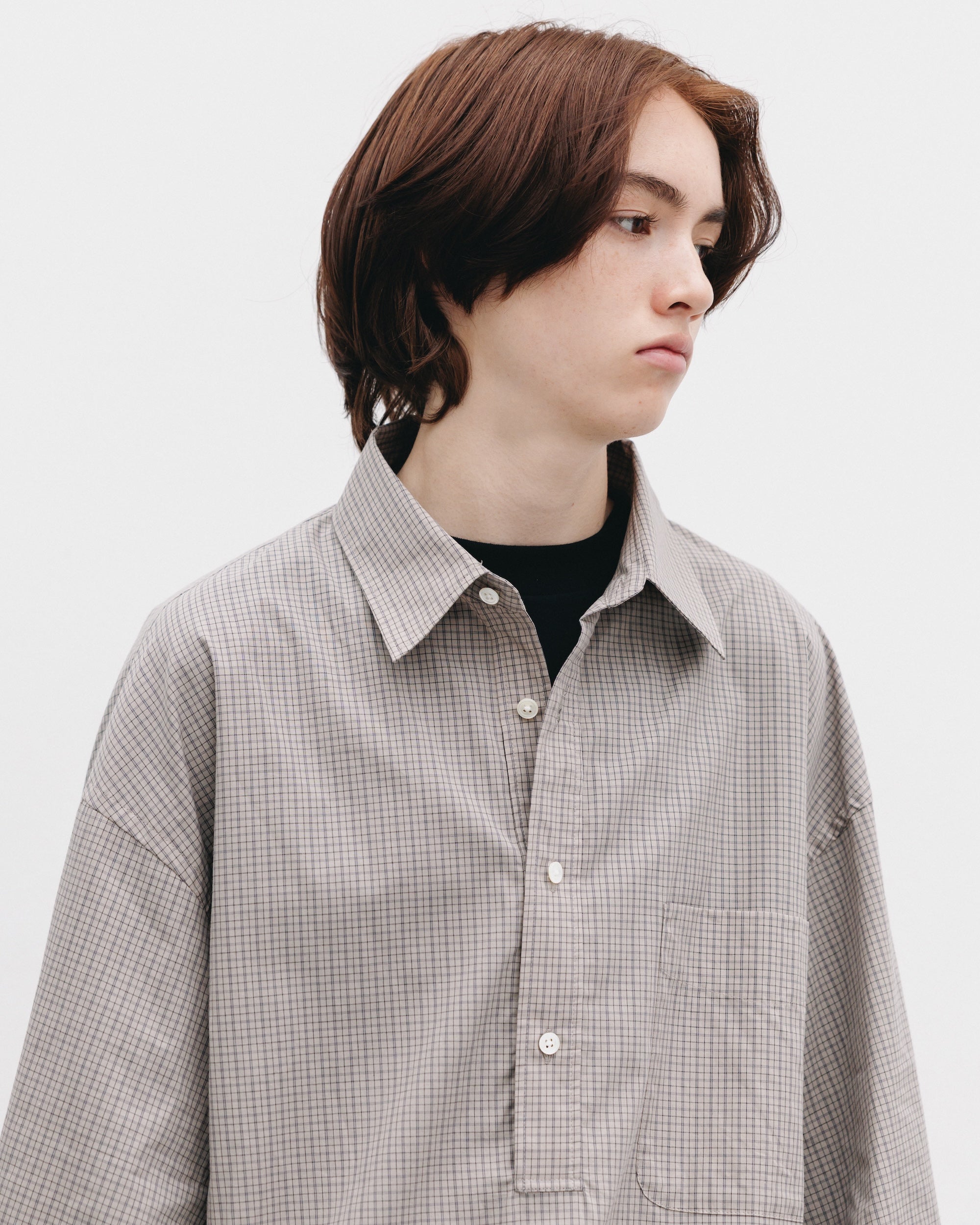 【11.8 SAT 20:00- IN STOCK】MINI PLAID L/S PULLOVER SHIRT (BEIGE)