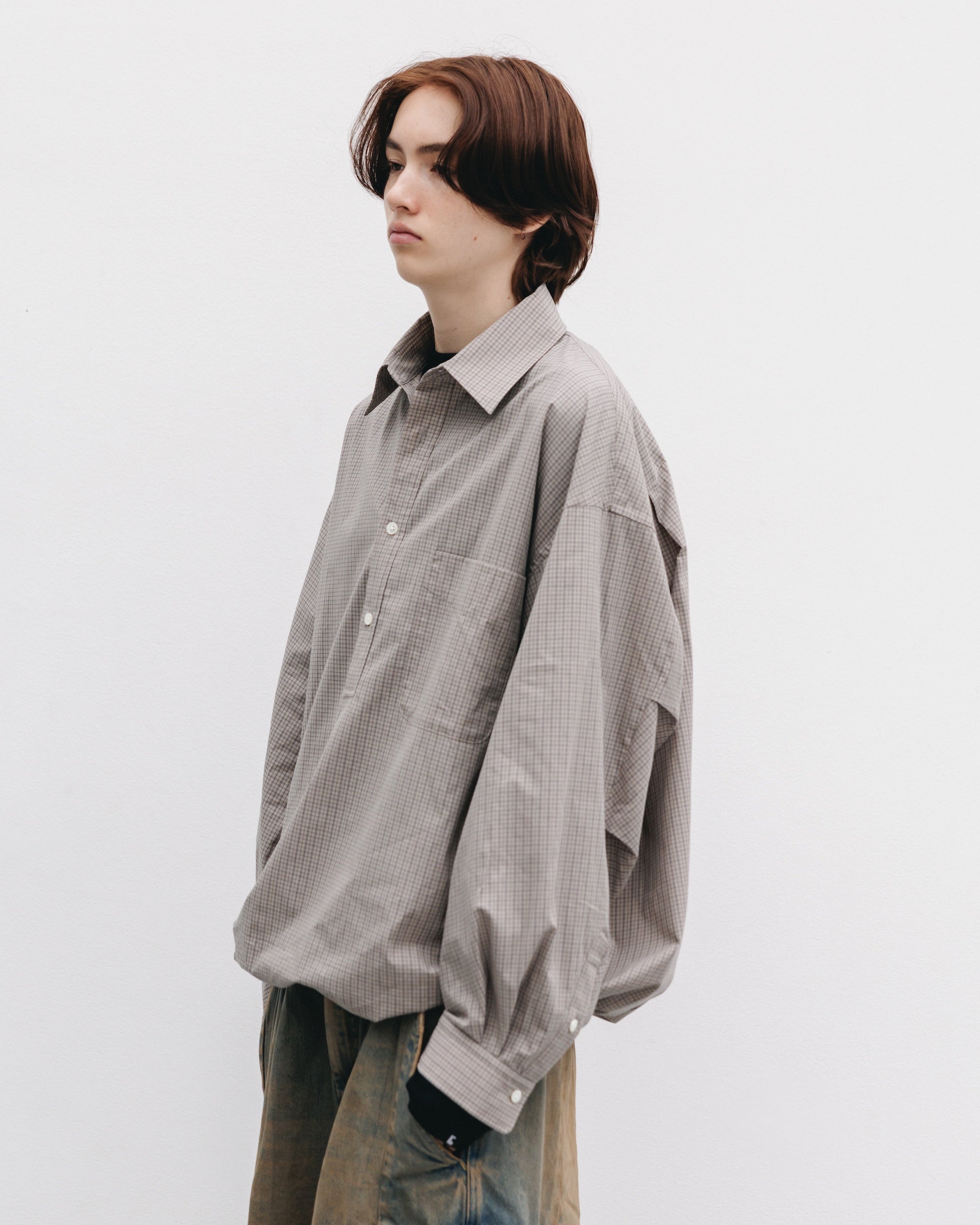 【11.8 SAT 20:00- IN STOCK】MINI PLAID L/S PULLOVER SHIRT (BEIGE)