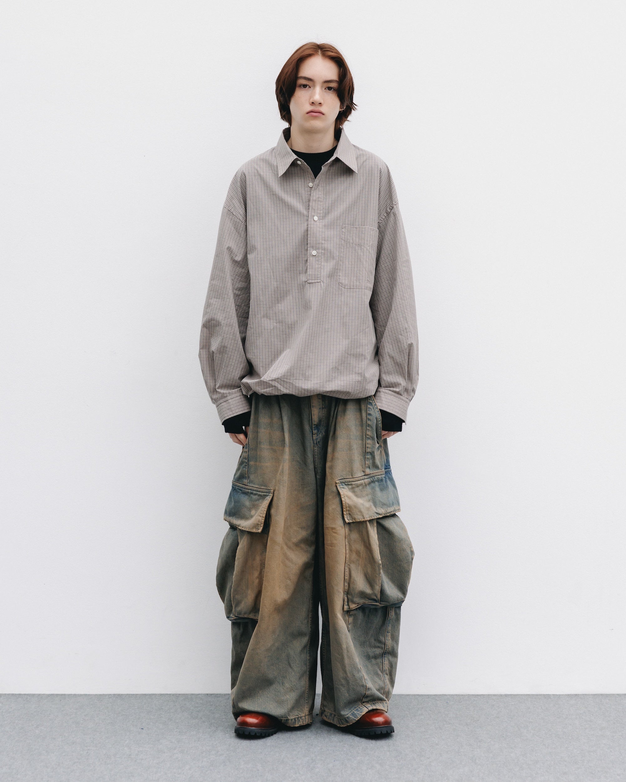 【11.8 SAT 20:00- IN STOCK】MINI PLAID L/S PULLOVER SHIRT (BEIGE)