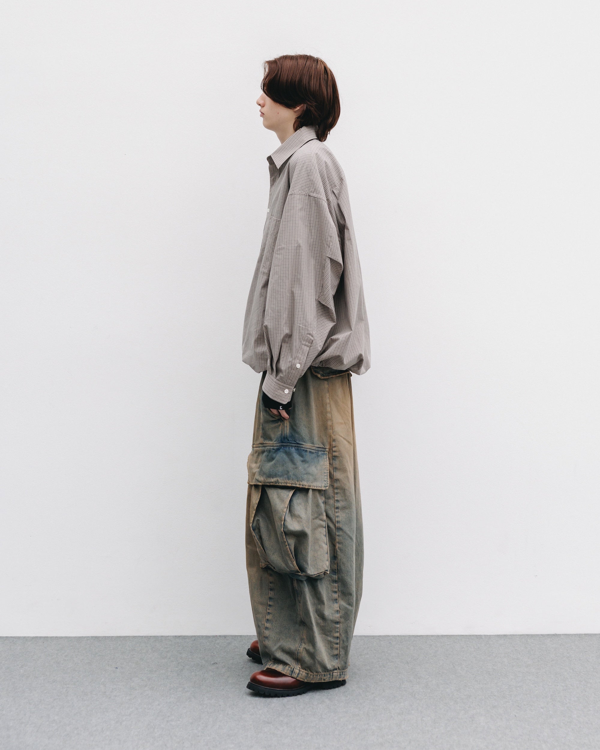 【11.8 SAT 20:00- IN STOCK】MINI PLAID L/S PULLOVER SHIRT (BEIGE)