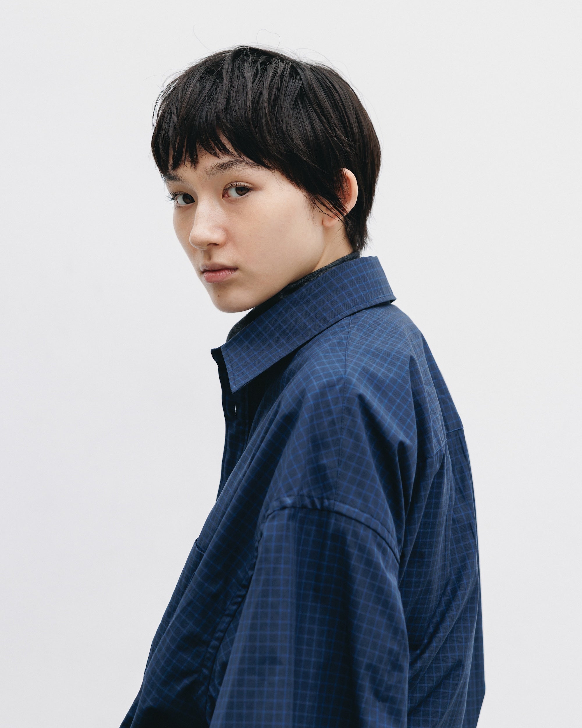 【11.8 SAT 20:00- IN STOCK】MINI PLAID L/S PULLOVER SHIRT (NAVY)