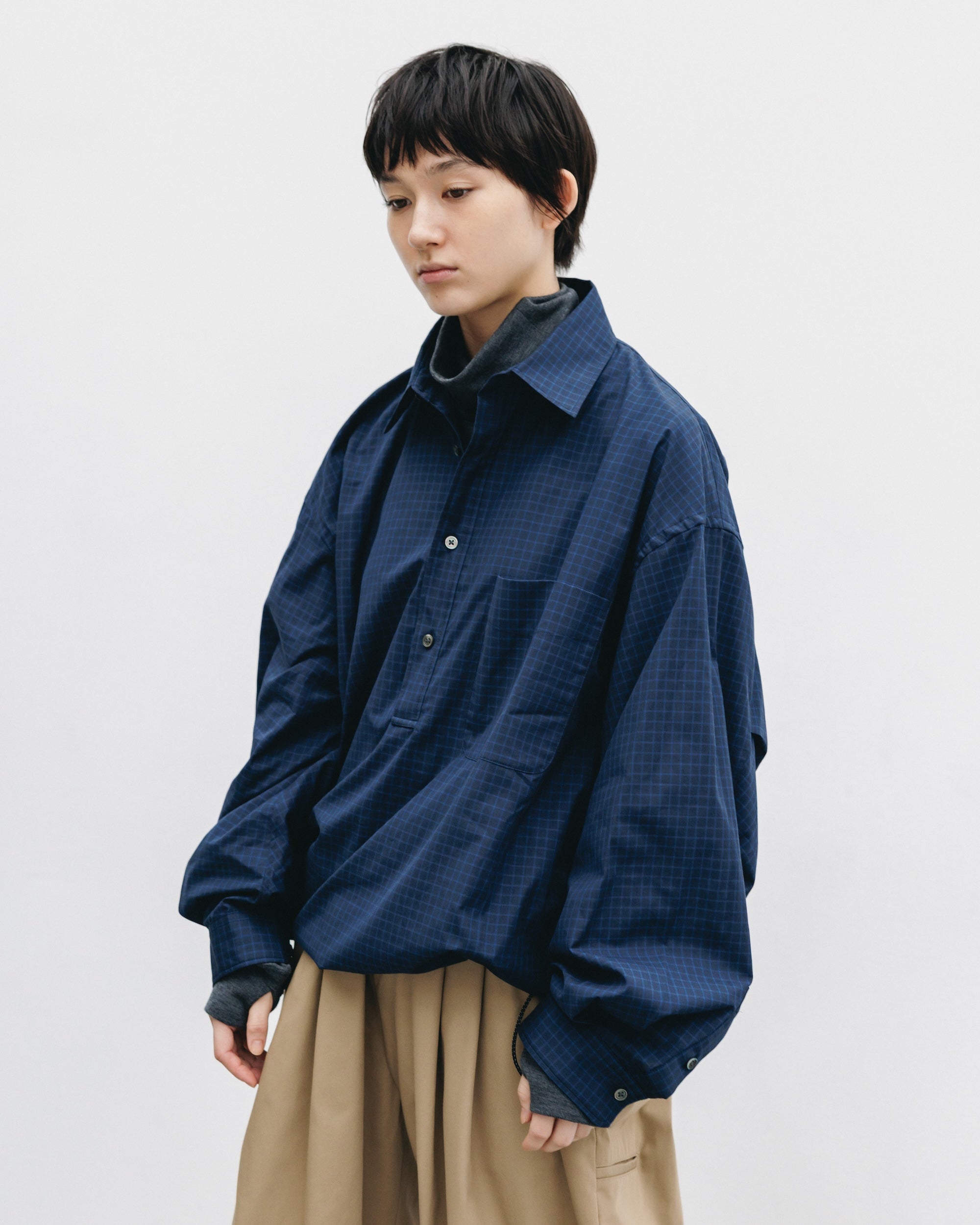 【11.8 SAT 20:00- IN STOCK】MINI PLAID L/S PULLOVER SHIRT (NAVY)