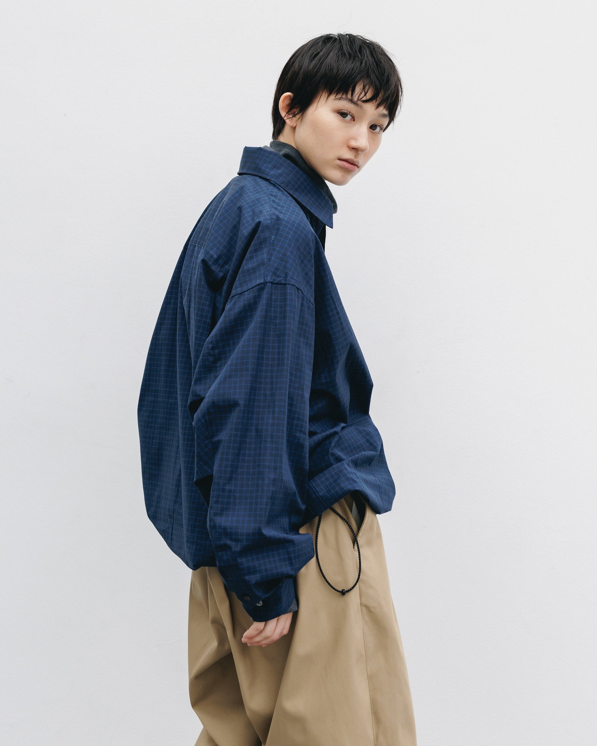 【11.8 SAT 20:00- IN STOCK】MINI PLAID L/S PULLOVER SHIRT (NAVY)