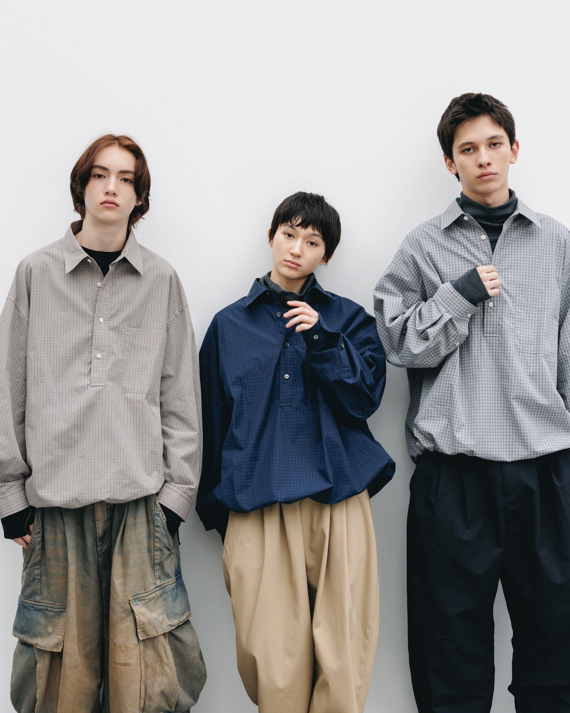 【11.8 SAT 20:00- IN STOCK】MINI PLAID L/S PULLOVER SHIRT (NAVY)