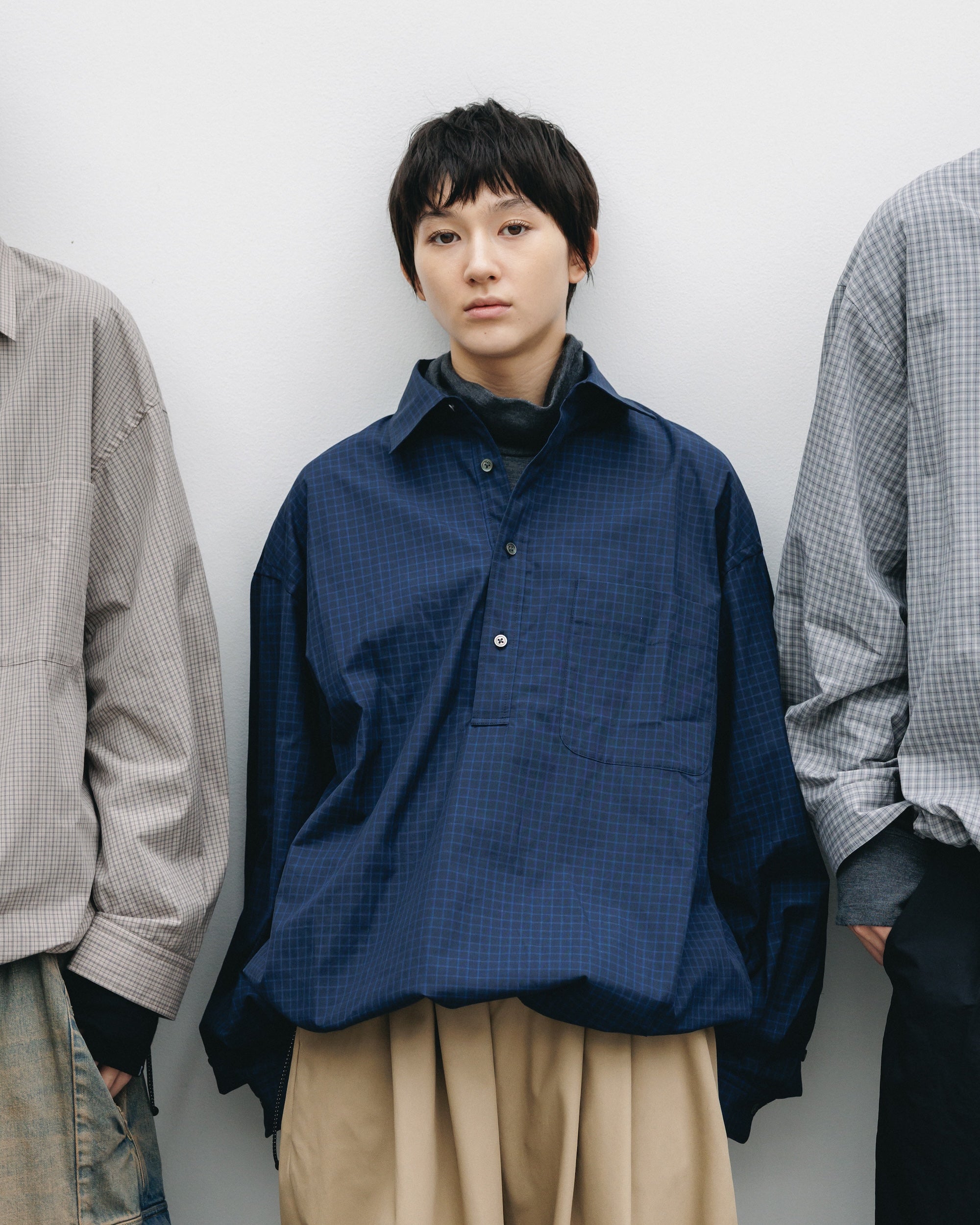 【11.8 SAT 20:00- IN STOCK】MINI PLAID L/S PULLOVER SHIRT (NAVY)