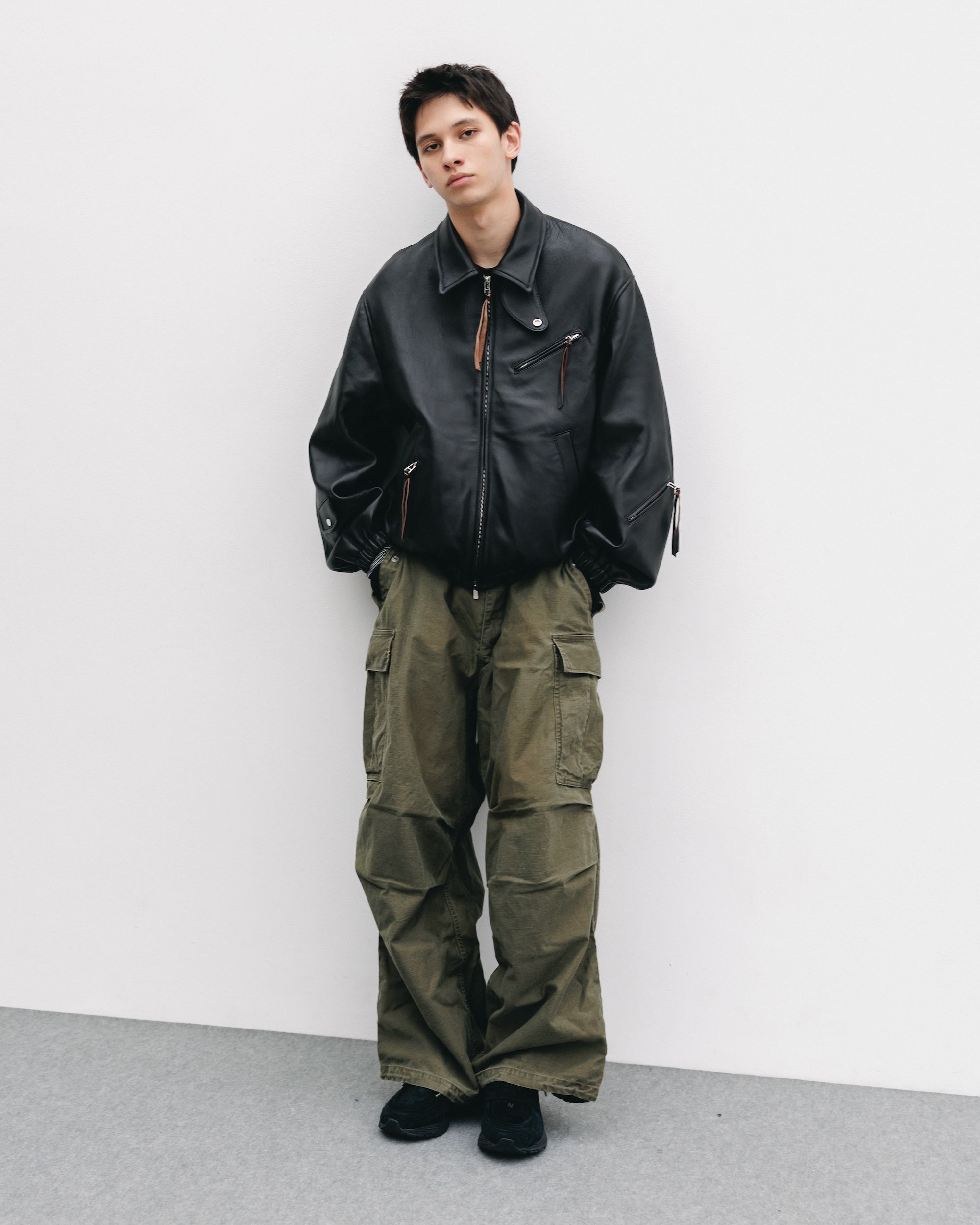 【11.1 SAT 20:00- IN STOCK】SHEEP LEATHER UTILITY JACKET (BLACK)