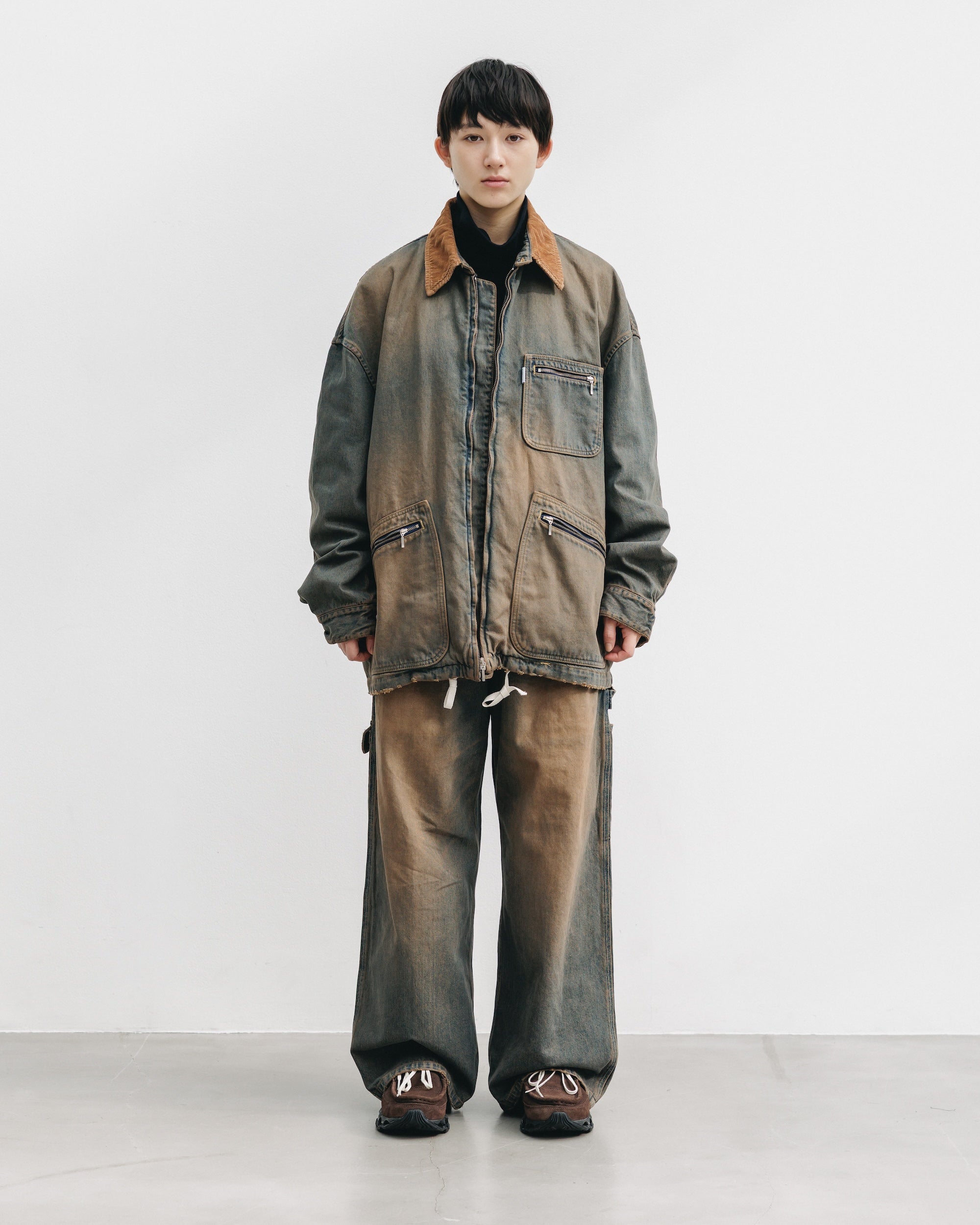 【11.22 SAT 20:00- IN STOCK】VINTAGE DYED SELVEDGE DENIM URBAN JACKET (BROWN)