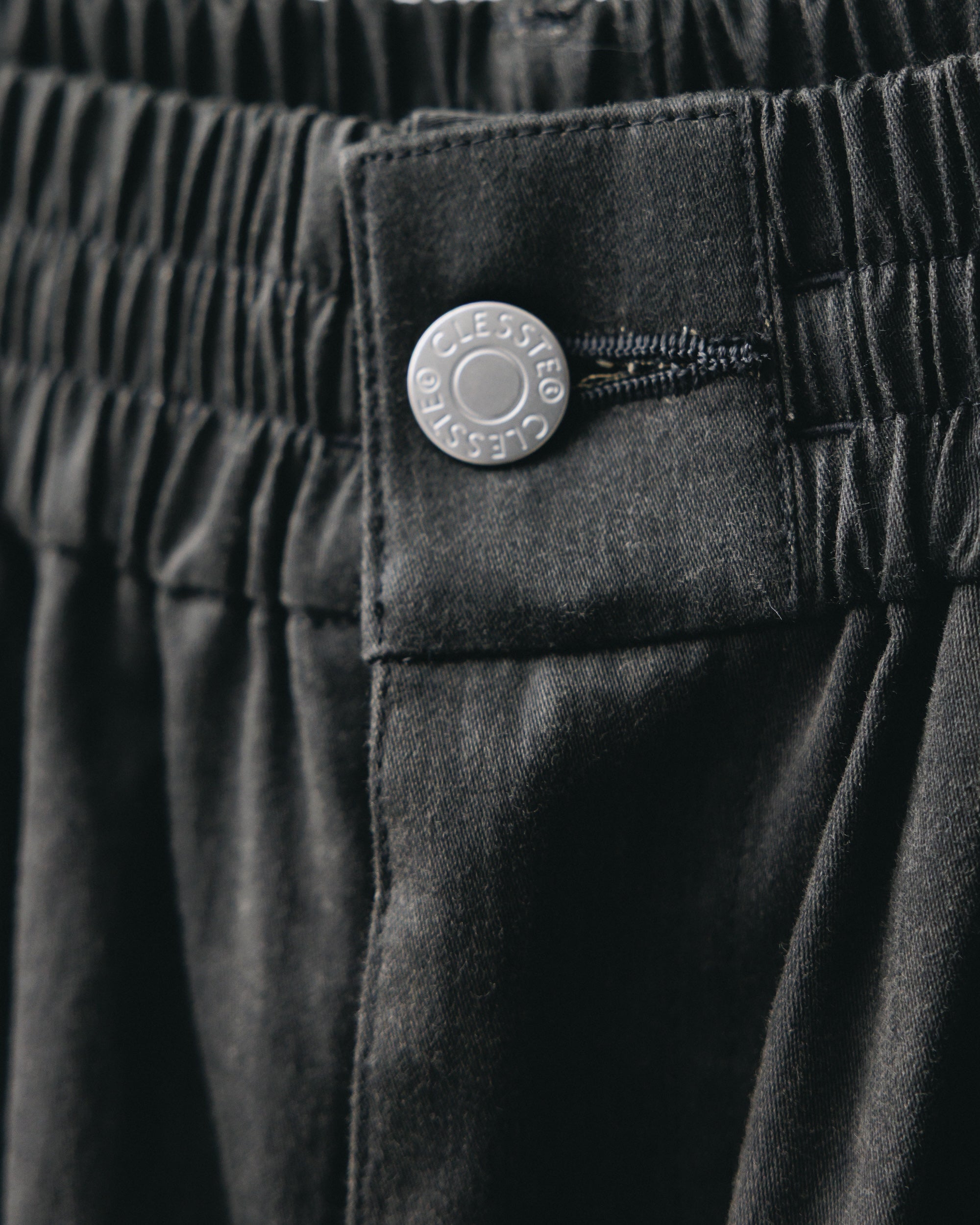 VINTAGE EFFECT DOUBLE KNEE CURVED WORKER PANTS (BLACK)