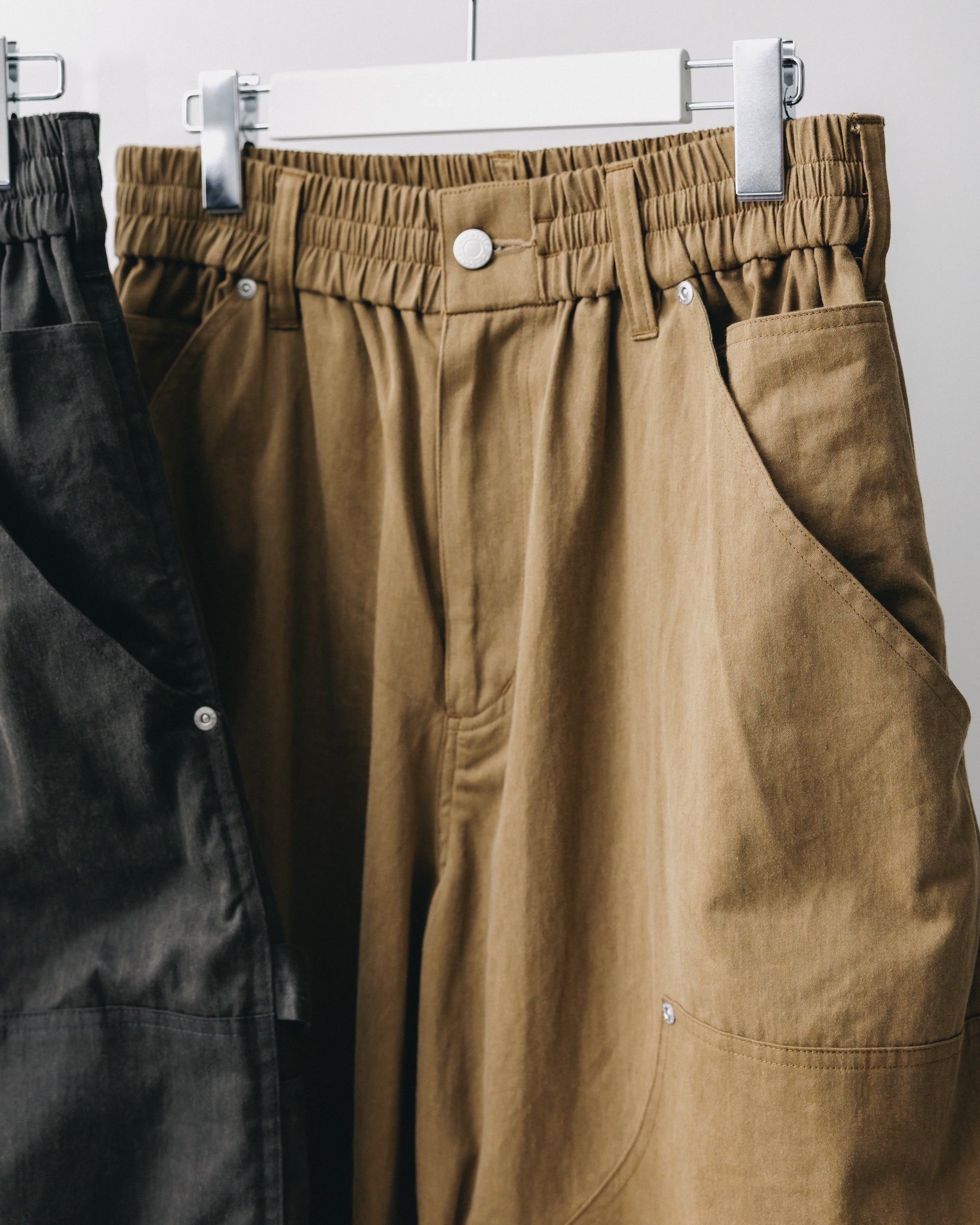 【12.27 SAT 20:00- IN STOCK】VINTAGE EFFECT DOUBLE KNEE CURVED WORKER PANTS (BEIGE)