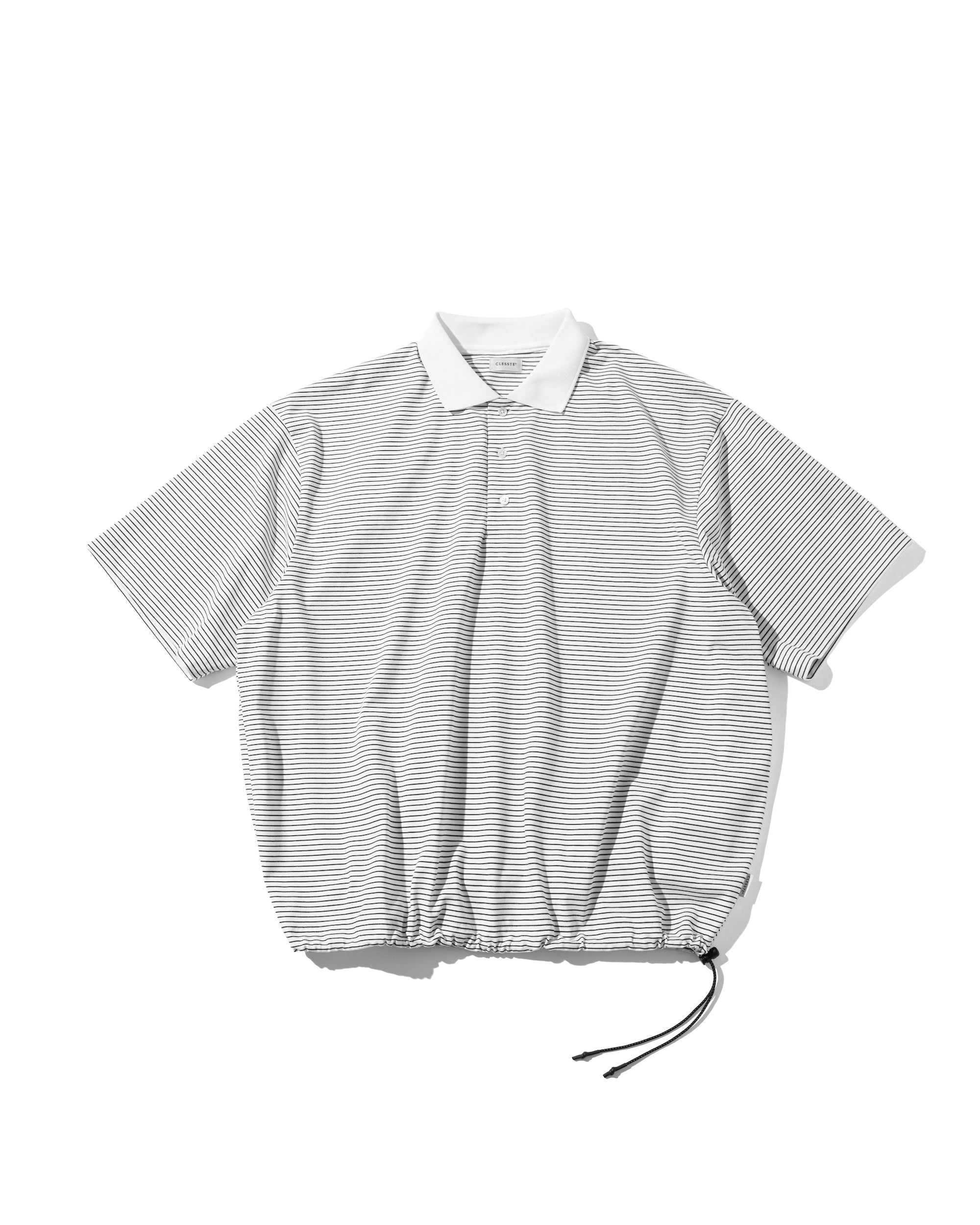 【5.4 SAT 20:00- IN STOCK】STRIPED MASSIVE S/S POLO SHIRT WITH DRAWSTRINGS