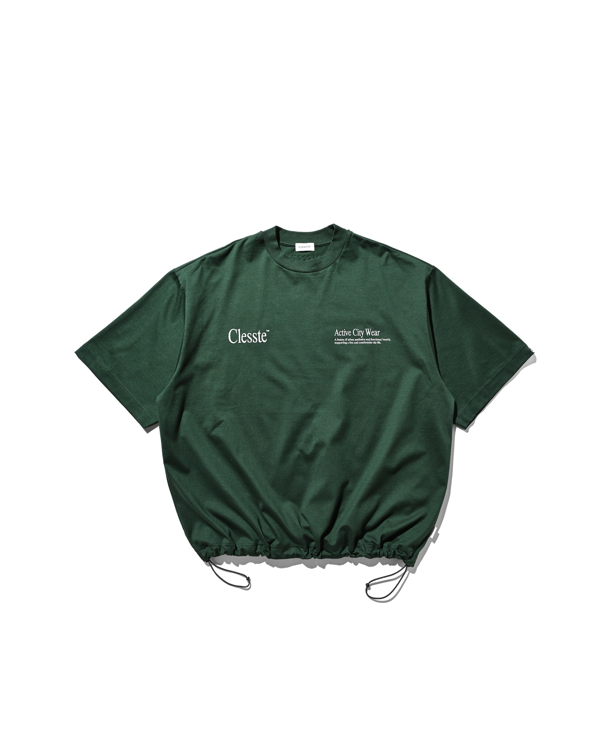 【8.23 SAT 20:00- IN STOCK】ENBROIDERY MASSIVE T-SHIRT WITH DRAWSTRINGS (GREEN)