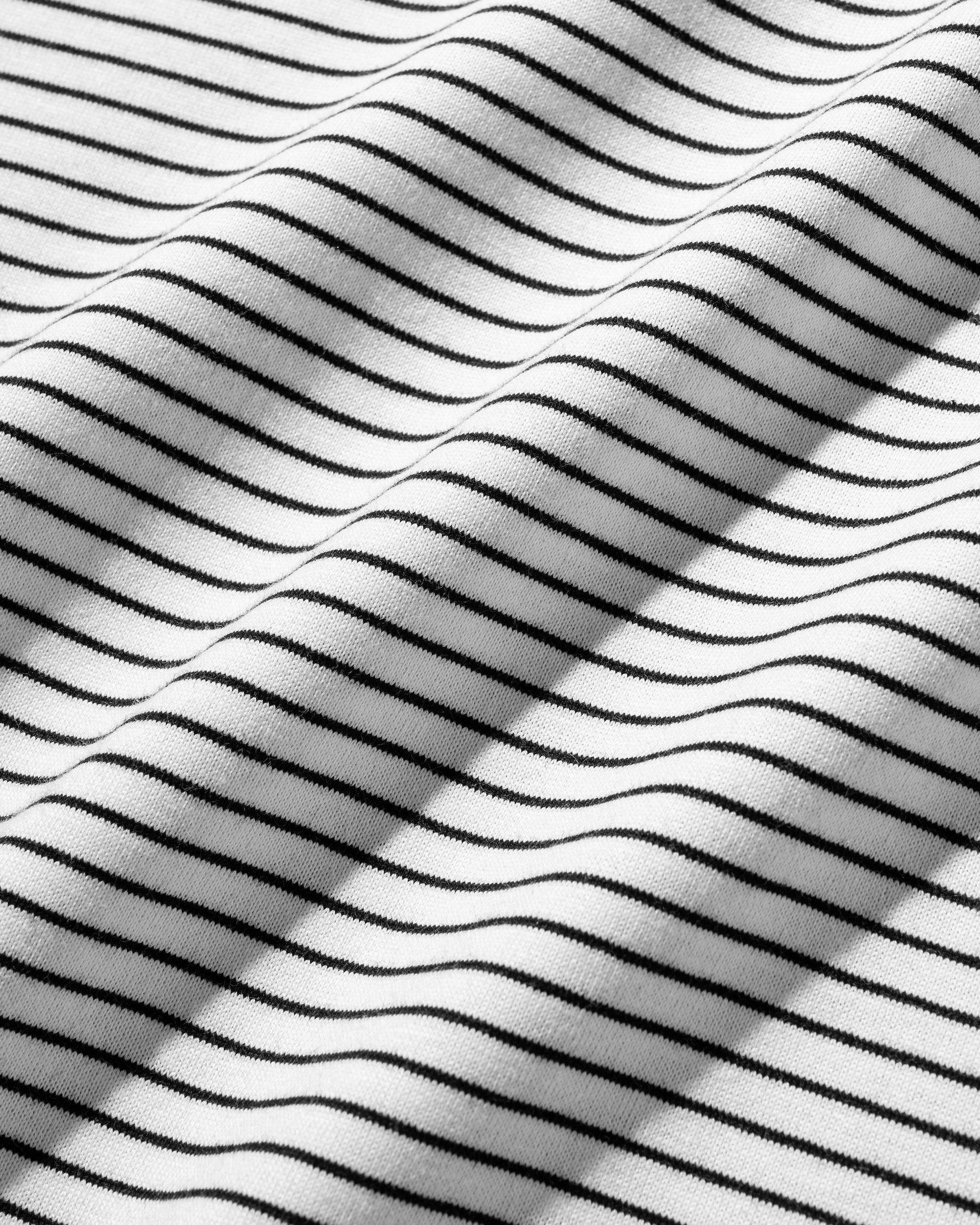 "C"STRIPED MASSIVE T-SHIRT WITH DRAWSTRINGS (WHITE×BLACK)