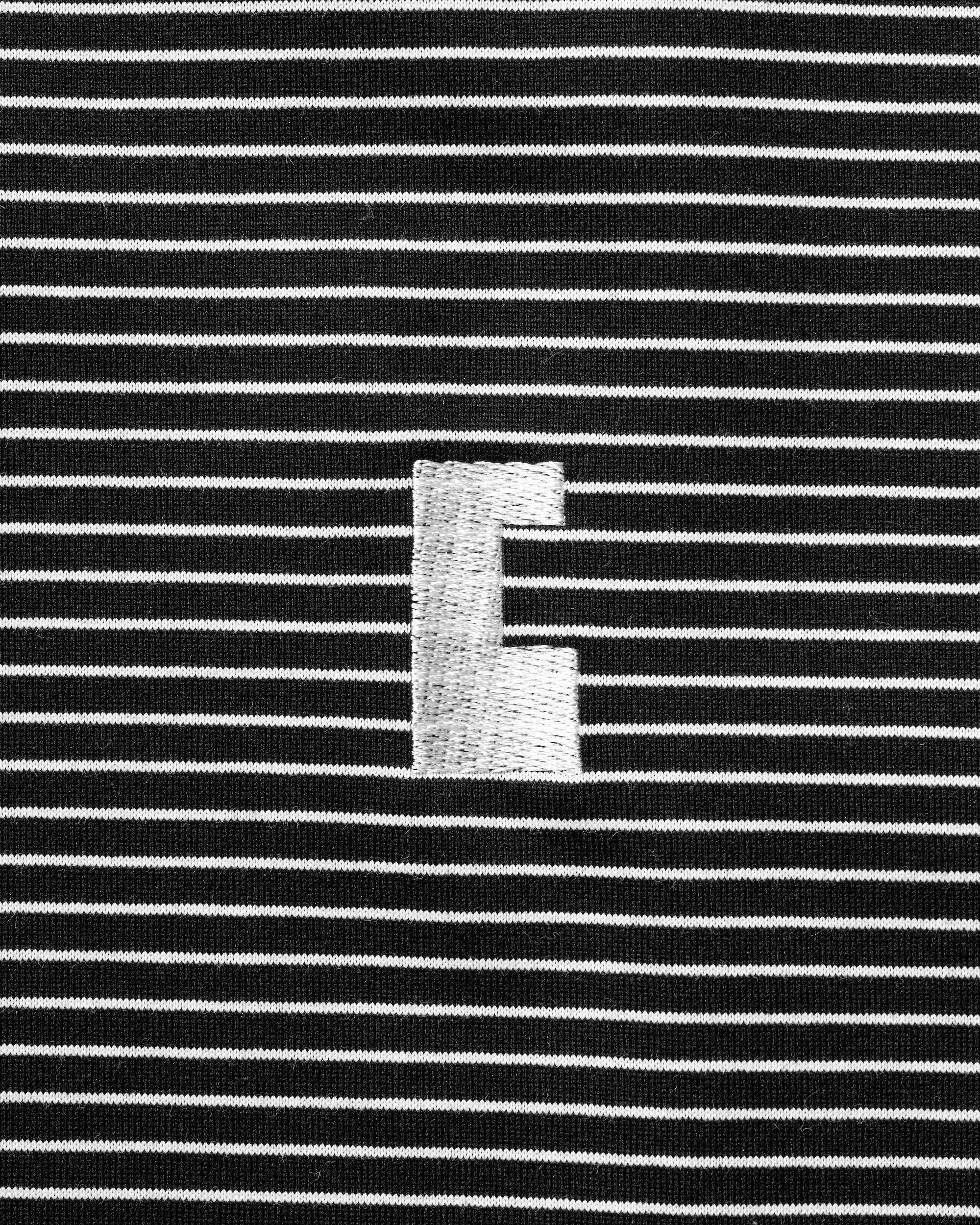 "C"STRIPED L/S T-SHIRT WITH DRAWSTRINGS (BLACK×WHITE)