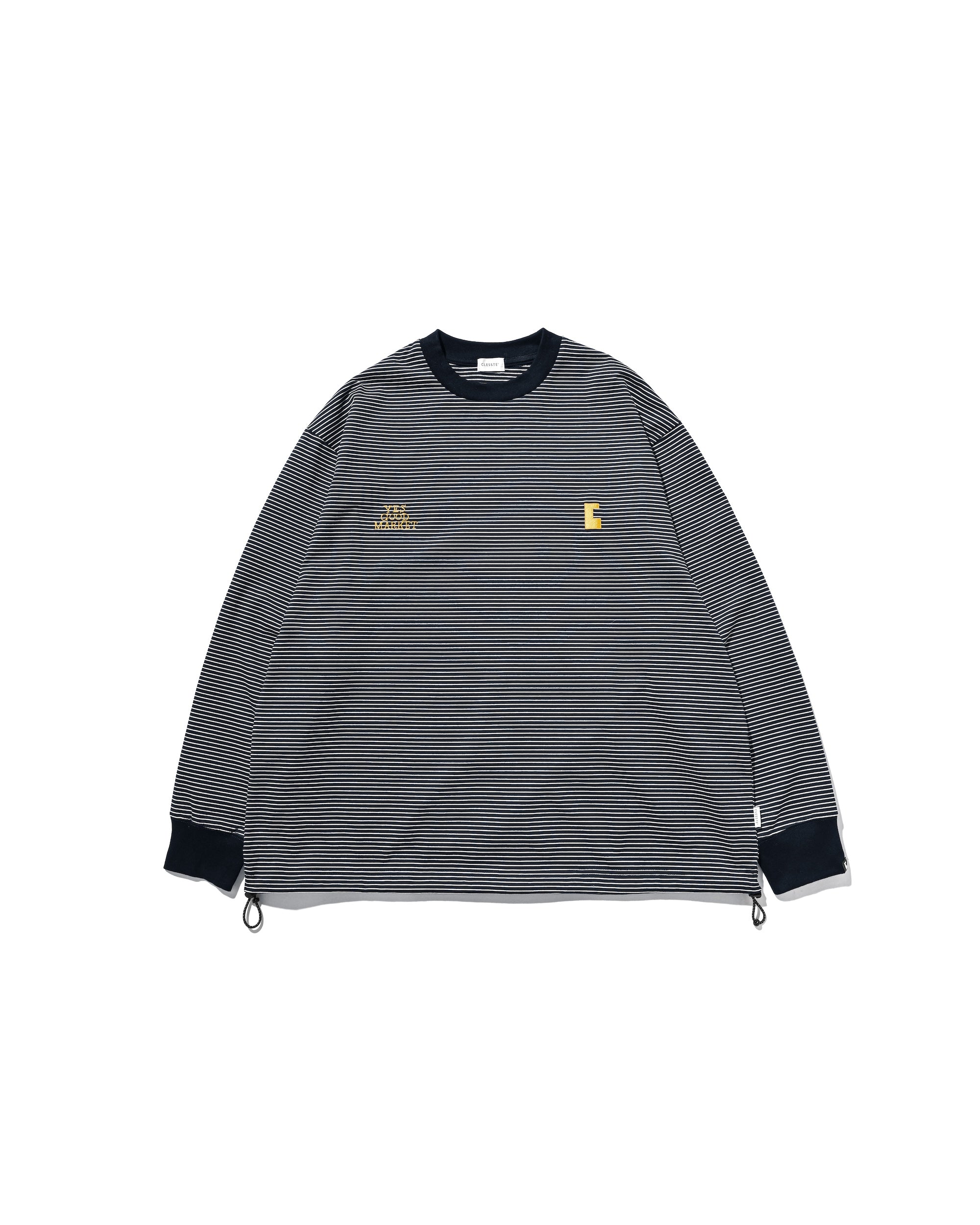 【10.15 WED 20:00- IN STOCK】"C"STRIPED L/S T-SHIRT WITH DRAWSTRINGS FOR YGM (NAVY×WHITE)