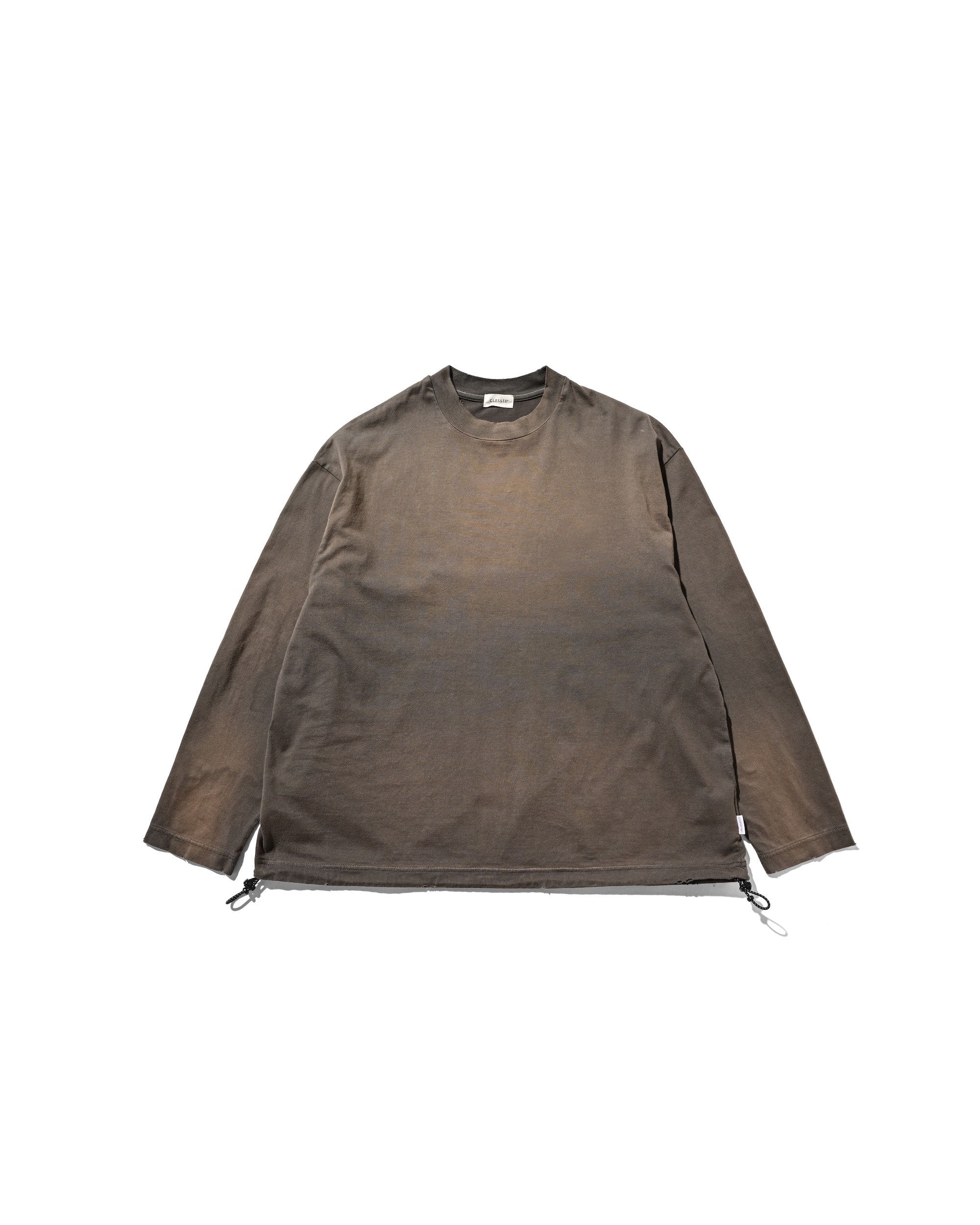 【10.1 WED 20:00- IN STOCK】GRADATION DYED L/S T-SHIRT WITH DRAWSTRINGS (BROWN)