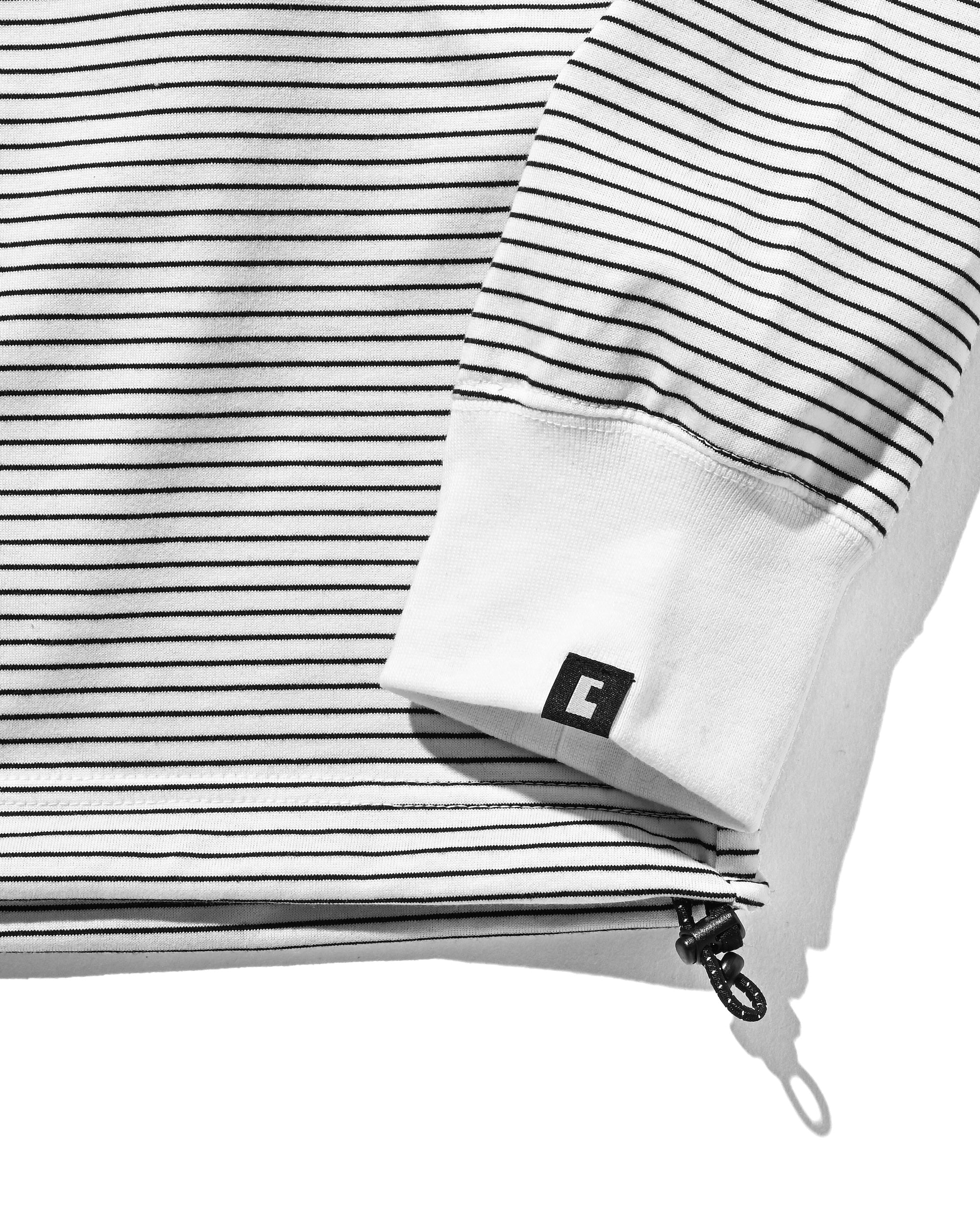 【10.22 WED 20:00- IN STOCK】"C"STRIPED L/S T-SHIRT WITH DRAWSTRINGS (WHITE×BLACK)