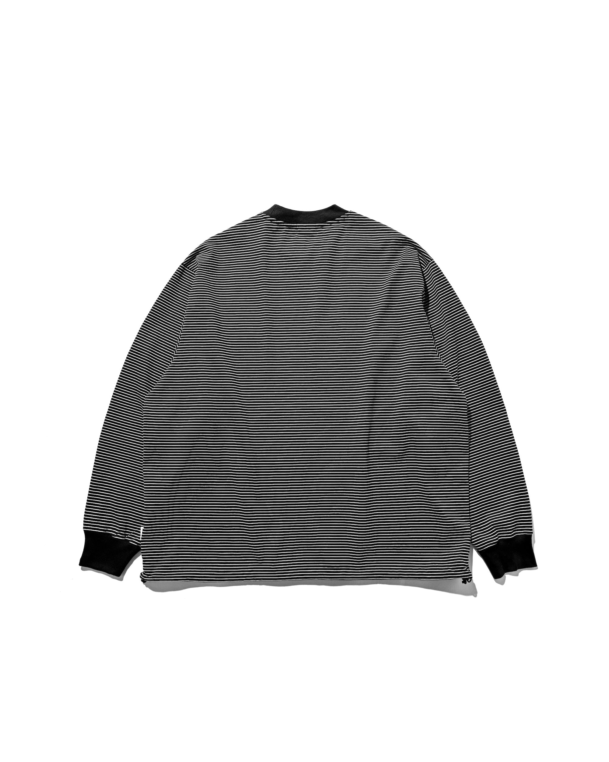 "C"STRIPED L/S T-SHIRT WITH DRAWSTRINGS (BLACK×WHITE)
