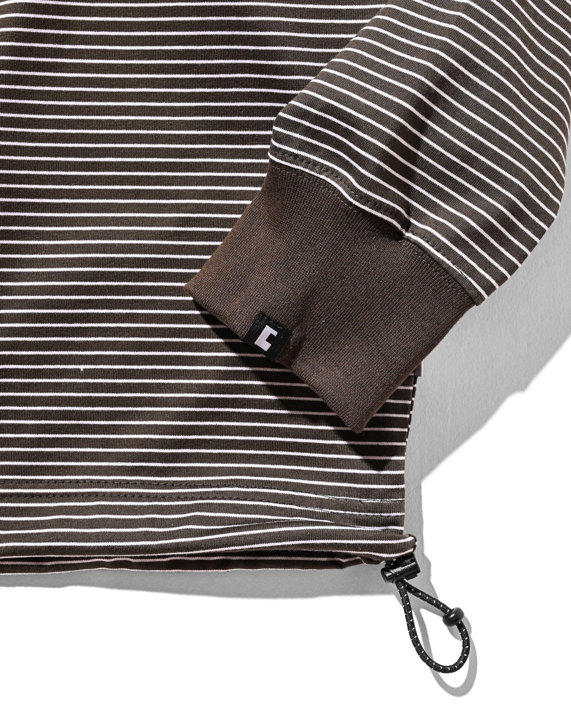 【10.22 WED 20:00- IN STOCK】"C"STRIPED L/S T-SHIRT WITH DRAWSTRINGS (BROWN×WHITE)