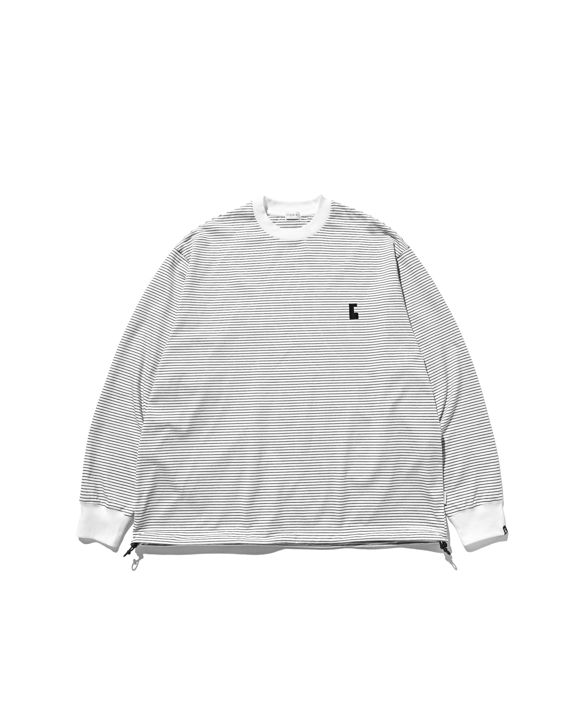 【10.22 WED 20:00- IN STOCK】"C"STRIPED L/S T-SHIRT WITH DRAWSTRINGS (WHITE×BLACK)