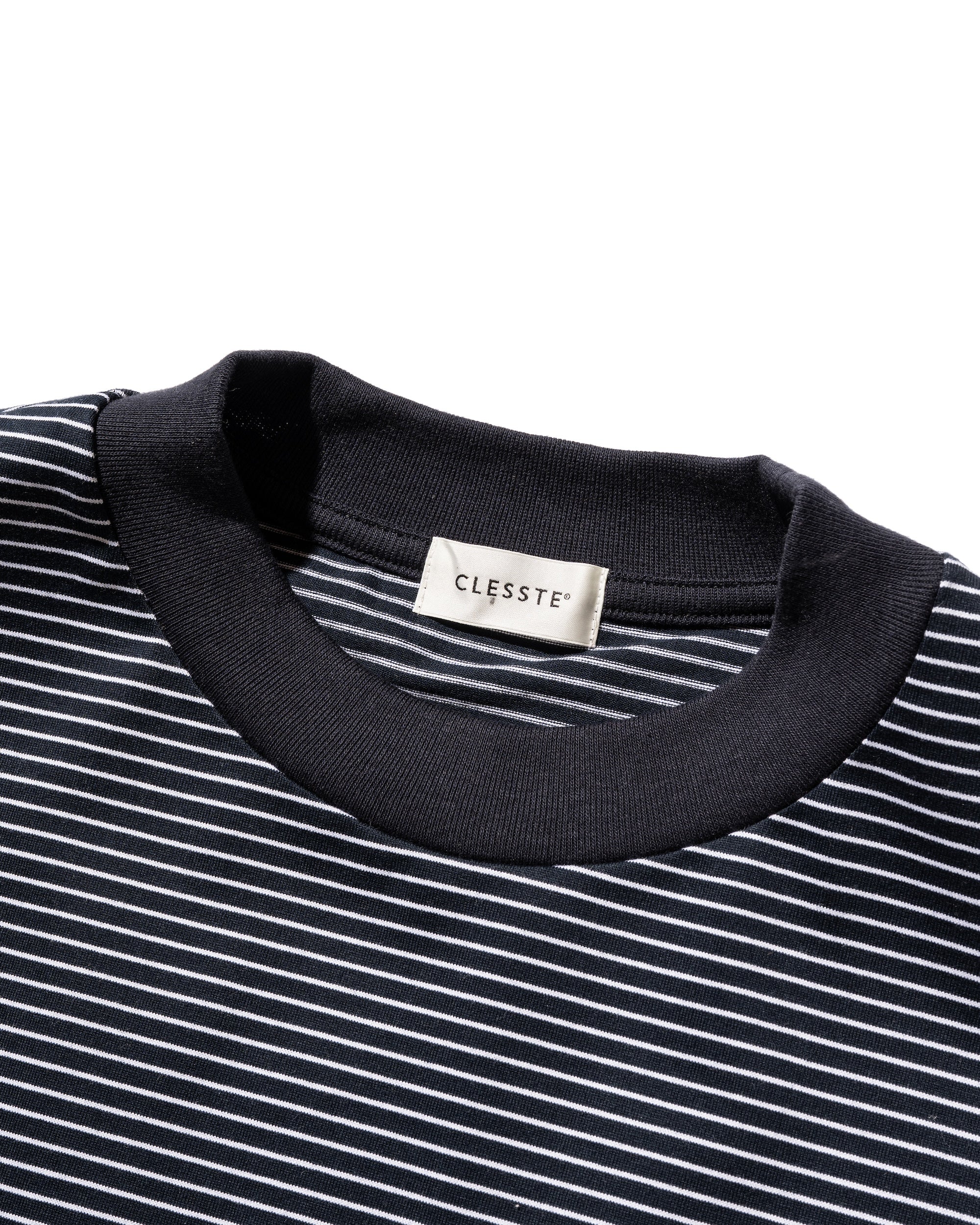 "C"STRIPED MASSIVE T-SHIRT WITH DRAWSTRINGS (NAVY×WHITE)