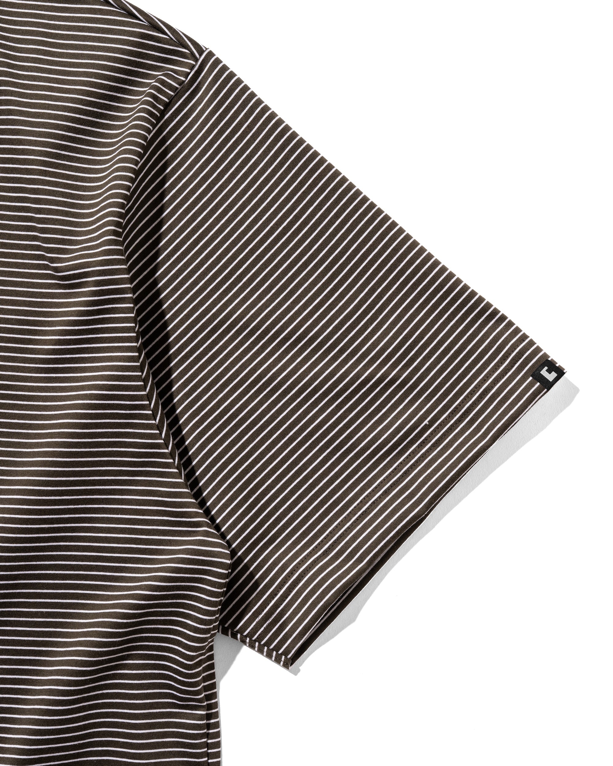 【7.30 WED 20:00- IN STOCK】"C"STRIPED MASSIVE T-SHIRT WITH DRAWSTRINGS (BROWN×WHITE)