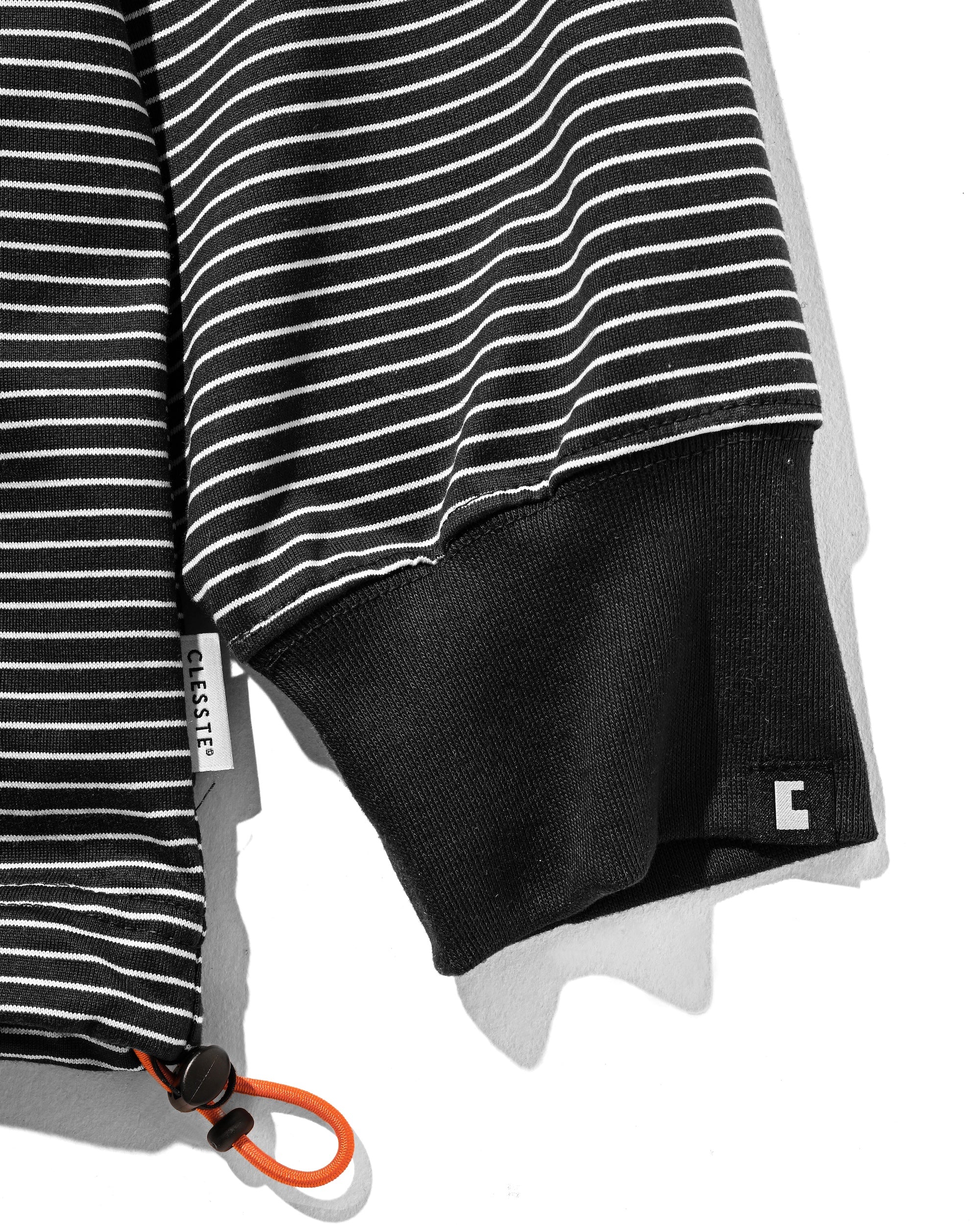 【2.28 SAT 20:00- IN STOCK】"C×CONCEPT" STRIPED L/S T-SHIRT WITH DRAWSTRINGS (BLACK×WHITE)