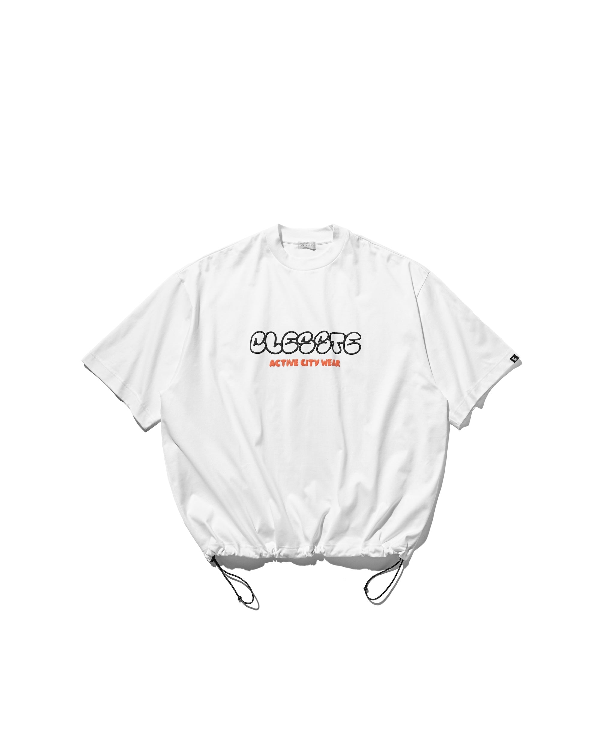 【8.23 SAT 20:00- IN STOCK】BUBBLE LOGO PRINT MASSIVE T-SHIRT WITH DRAWSTRINGS (WHITE)