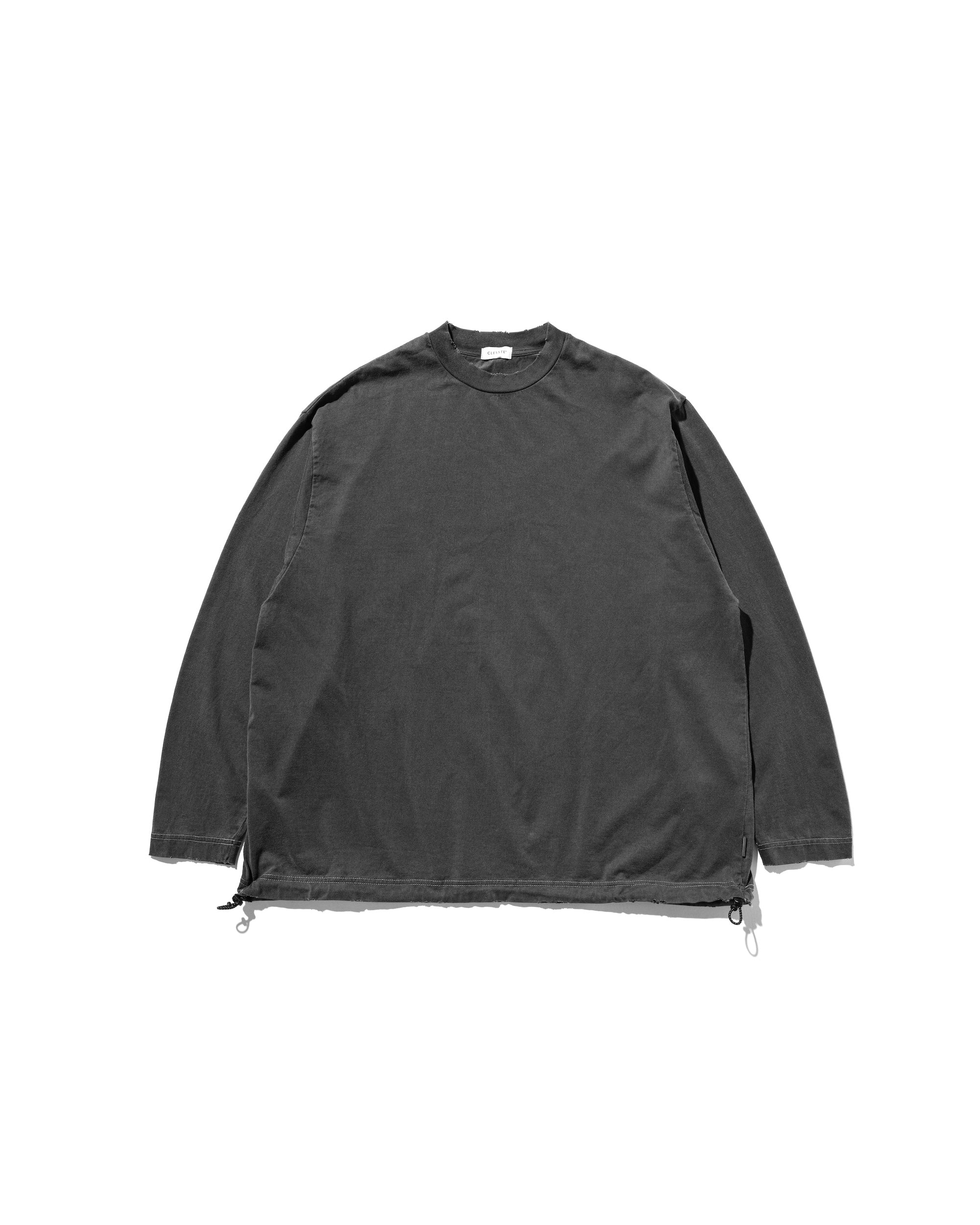 PIGMENT DYED L/S T-SHIRT WITH DRAWSTRINGS