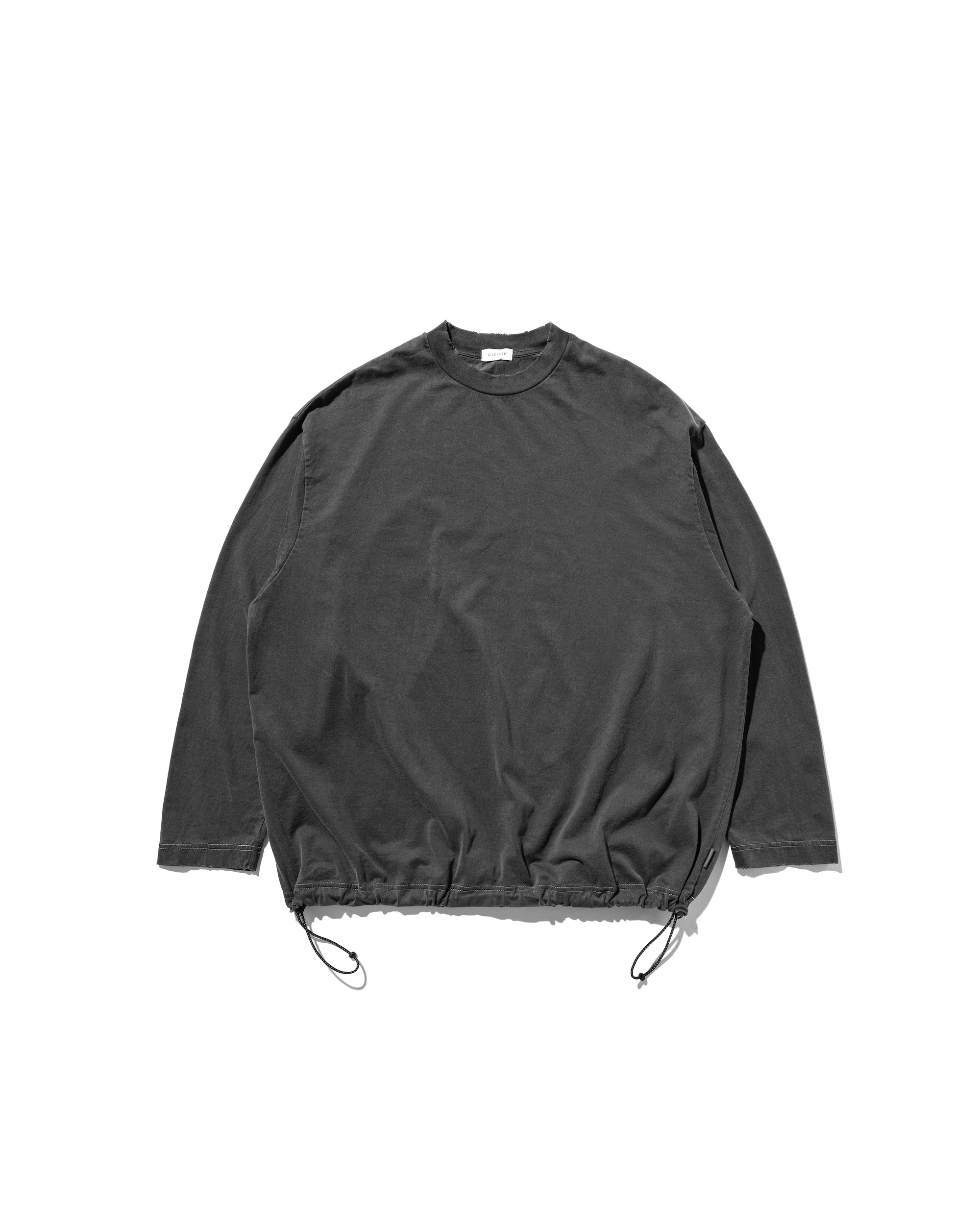 PIGMENT DYED L/S T-SHIRT WITH DRAWSTRINGS