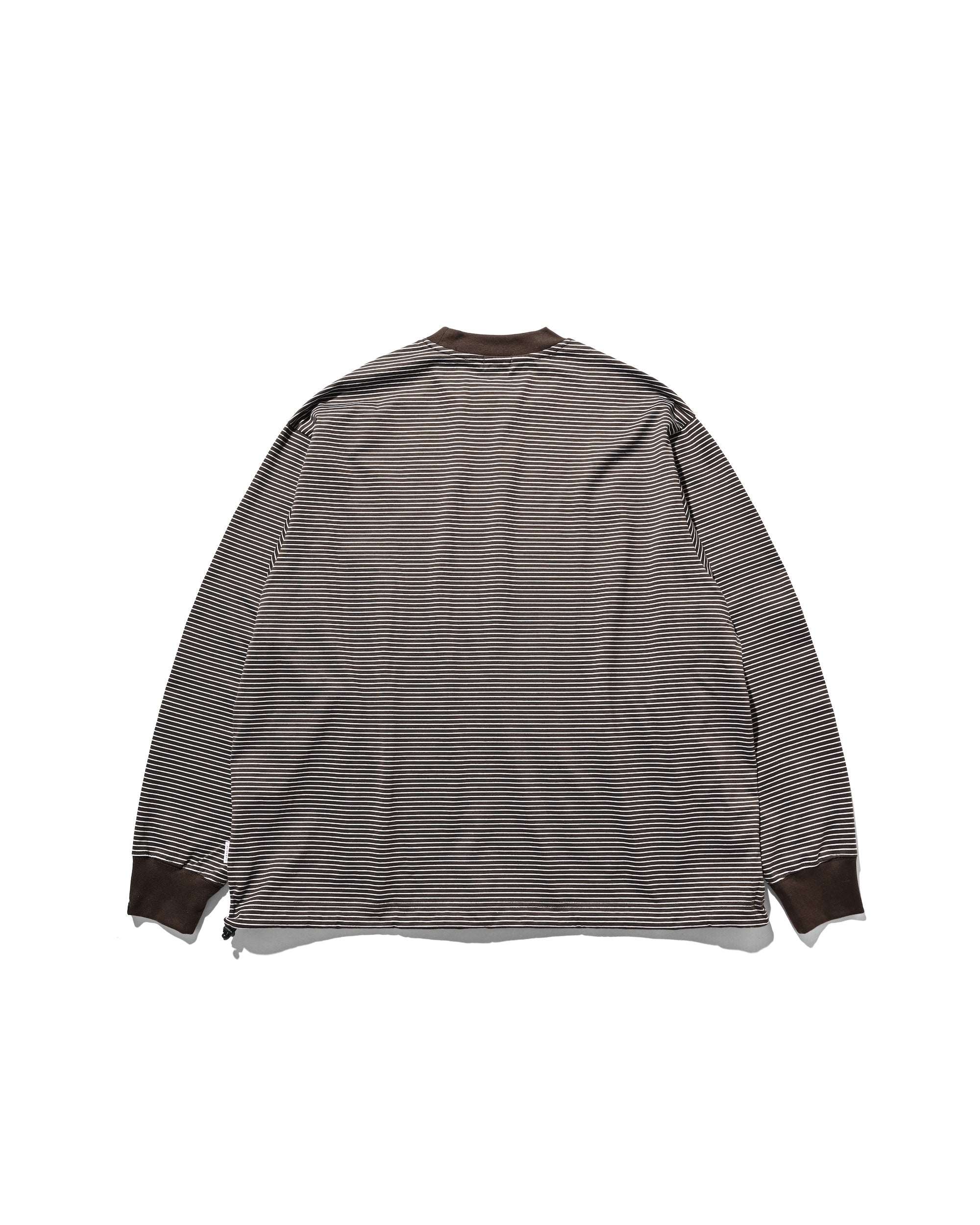 【10.22 WED 20:00- IN STOCK】"C"STRIPED L/S T-SHIRT WITH DRAWSTRINGS (BROWN×WHITE)