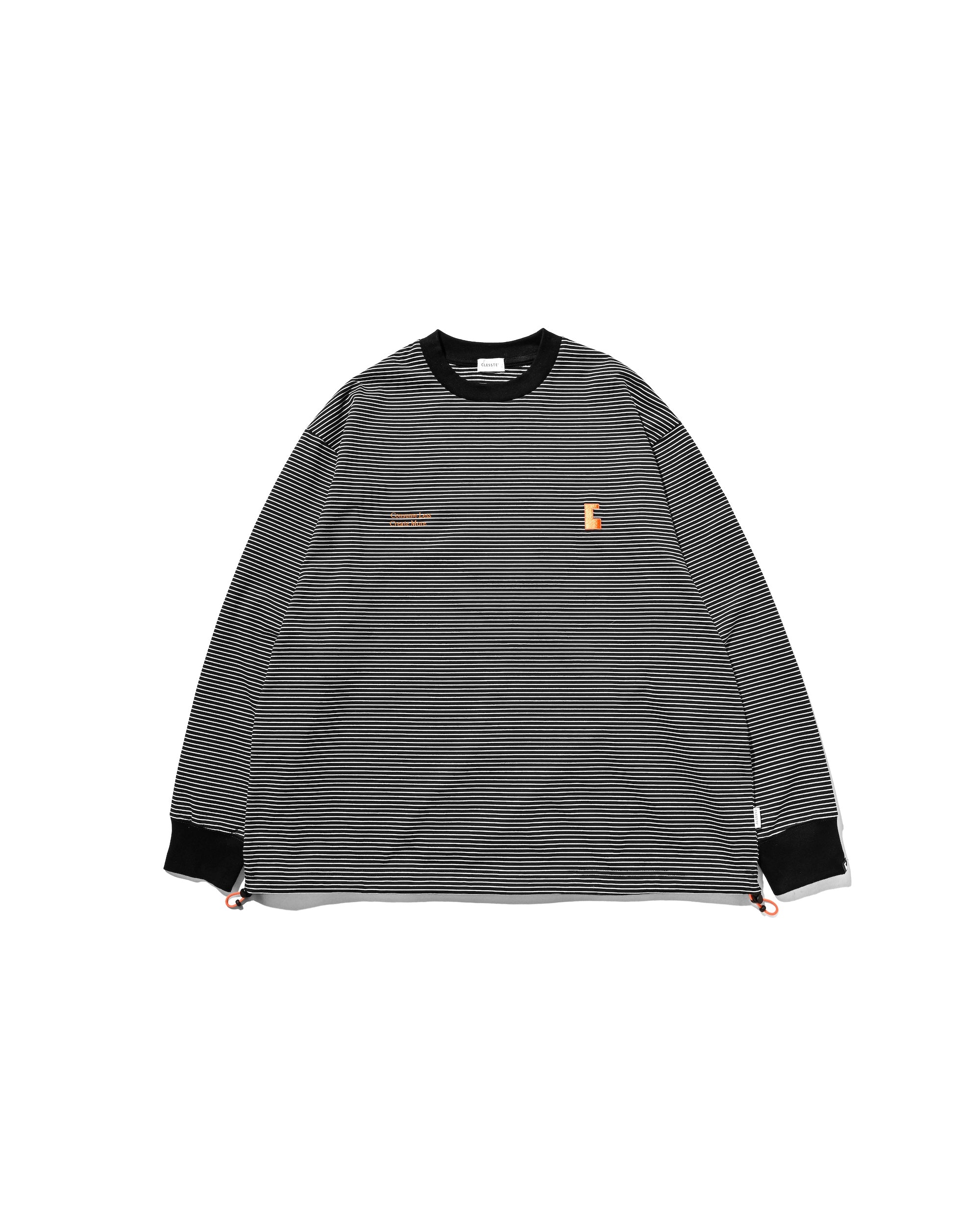 【2.28 SAT 20:00- IN STOCK】"C×CONCEPT" STRIPED L/S T-SHIRT WITH DRAWSTRINGS (BLACK×WHITE)