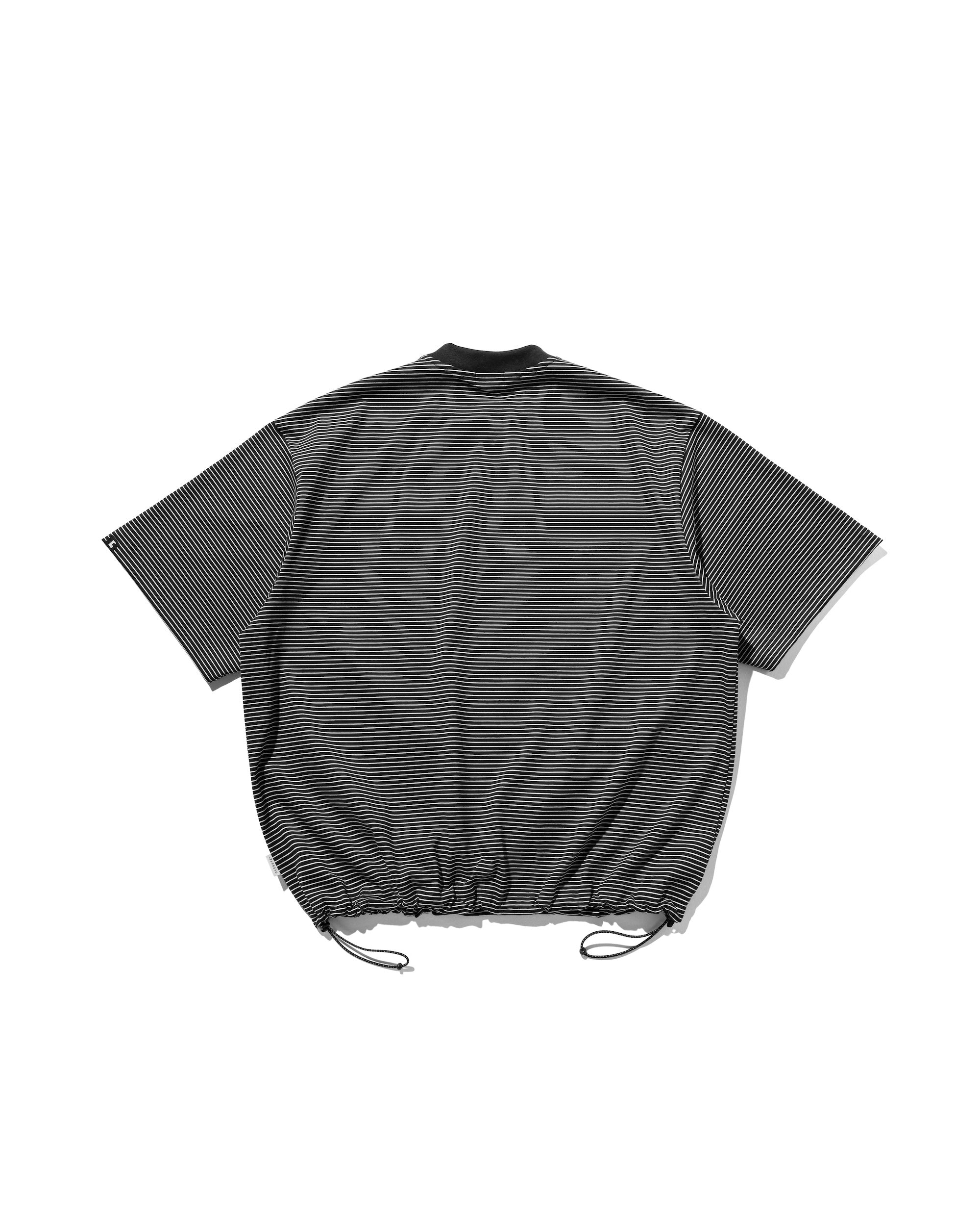 【7.30 WED 20:00- IN STOCK】"C"STRIPED MASSIVE T-SHIRT WITH DRAWSTRINGS (BLACK×WHITE)