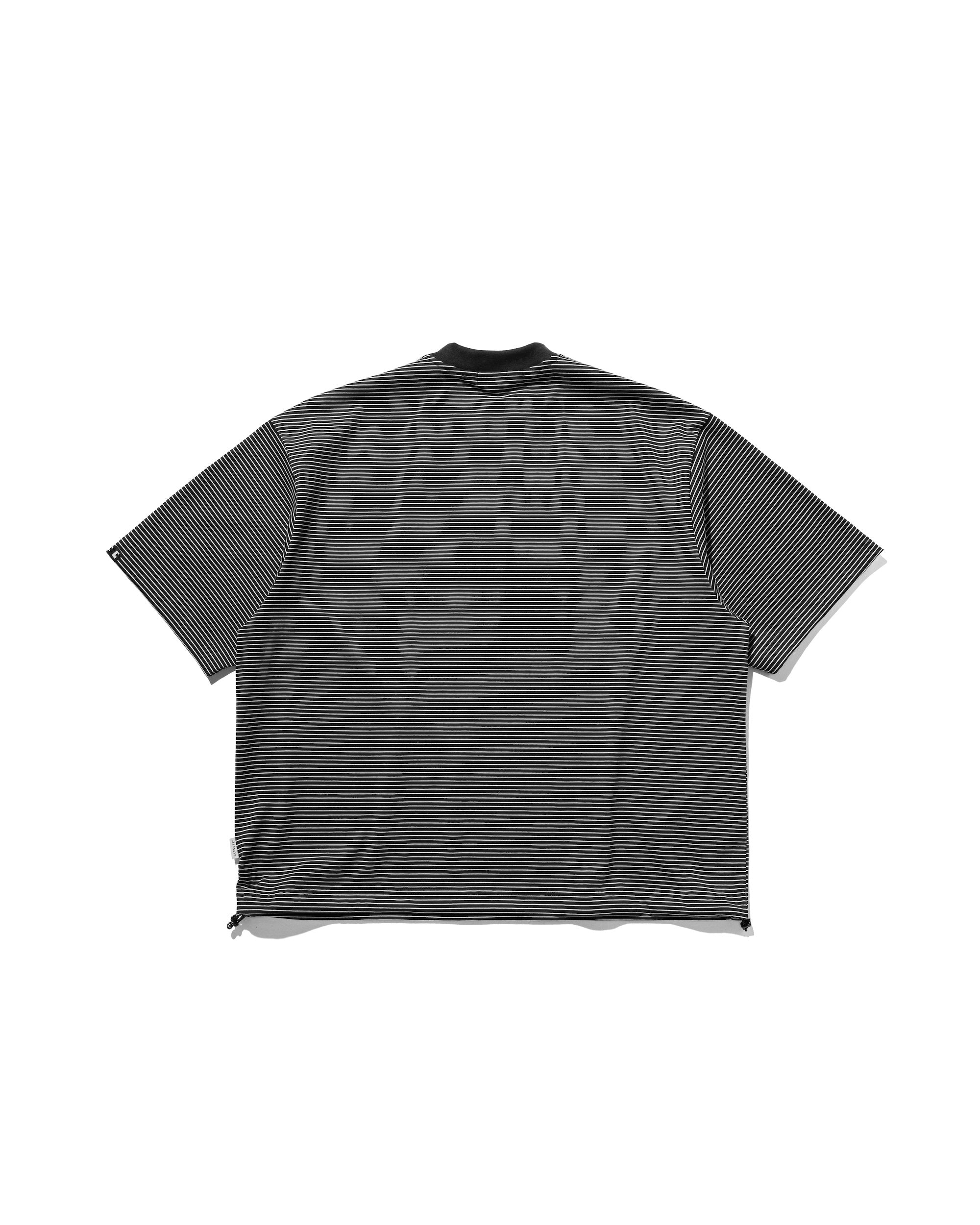 【7.30 WED 20:00- IN STOCK】"C"STRIPED MASSIVE T-SHIRT WITH DRAWSTRINGS (BLACK×WHITE)