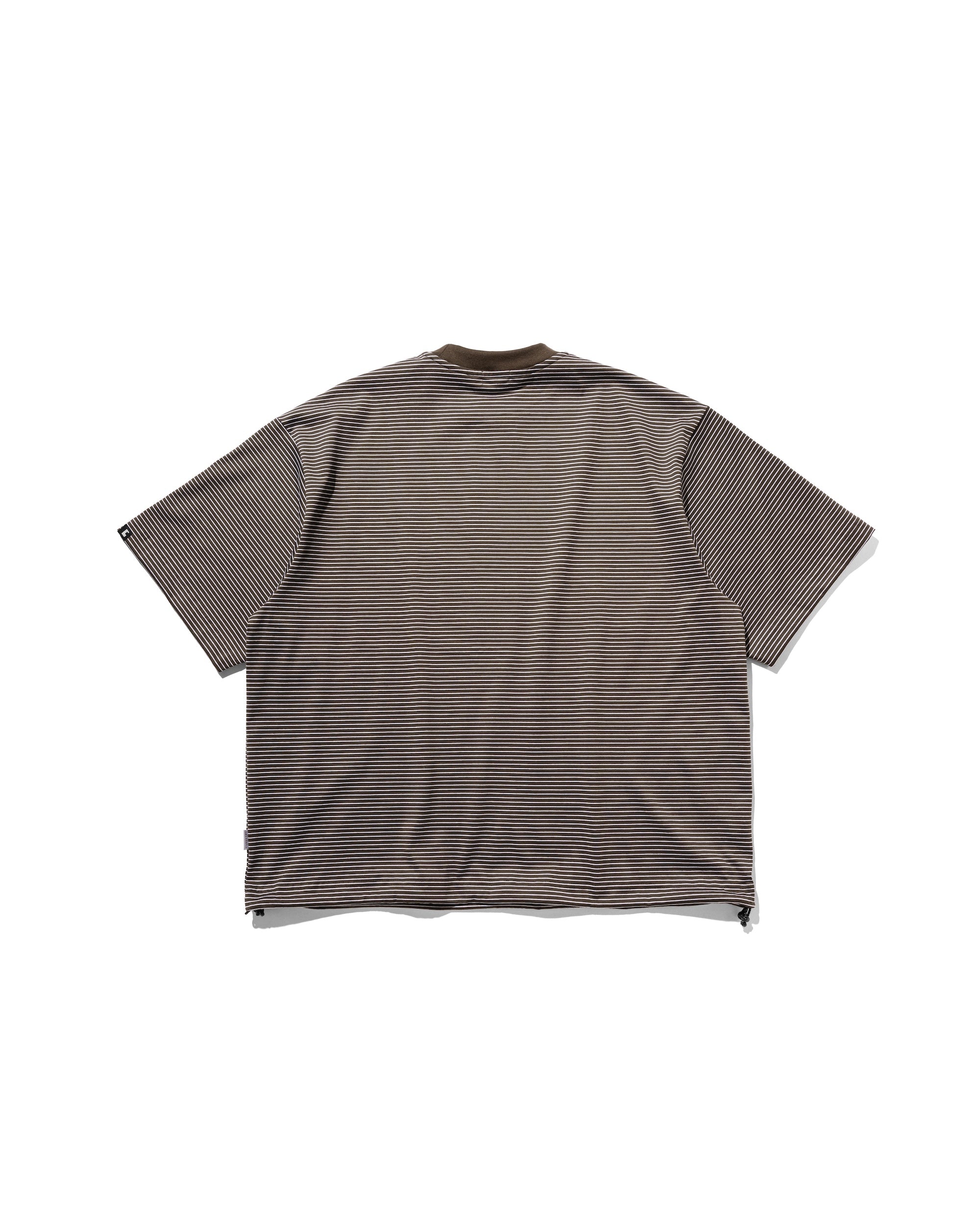 【7.30 WED 20:00- IN STOCK】"C"STRIPED MASSIVE T-SHIRT WITH DRAWSTRINGS (BROWN×WHITE)