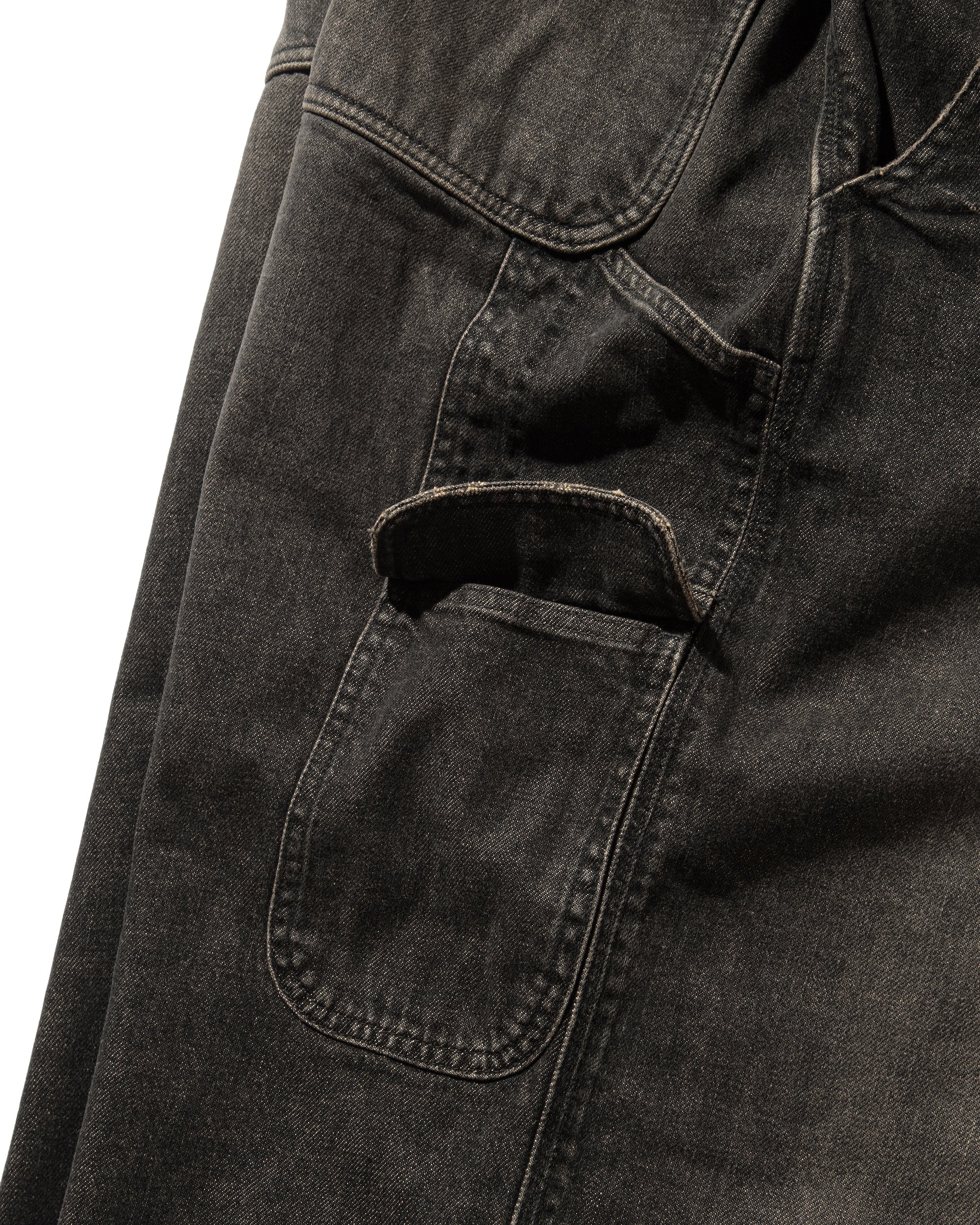VINTAGE DYED SELVEDGE DENIM WORKER PANTS (VINTAGE BLACK)
