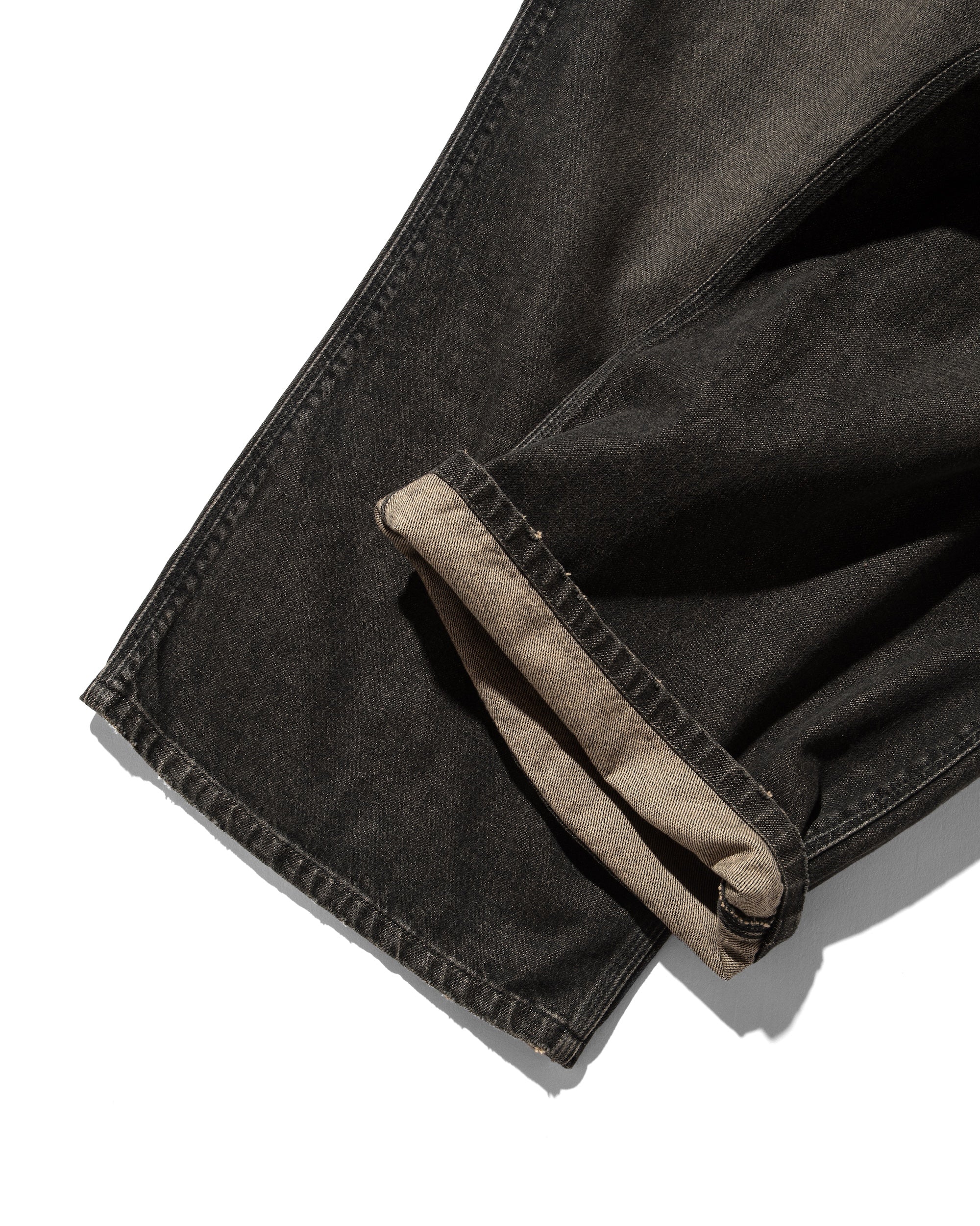 VINTAGE DYED SELVEDGE DENIM WORKER PANTS (VINTAGE BLACK)