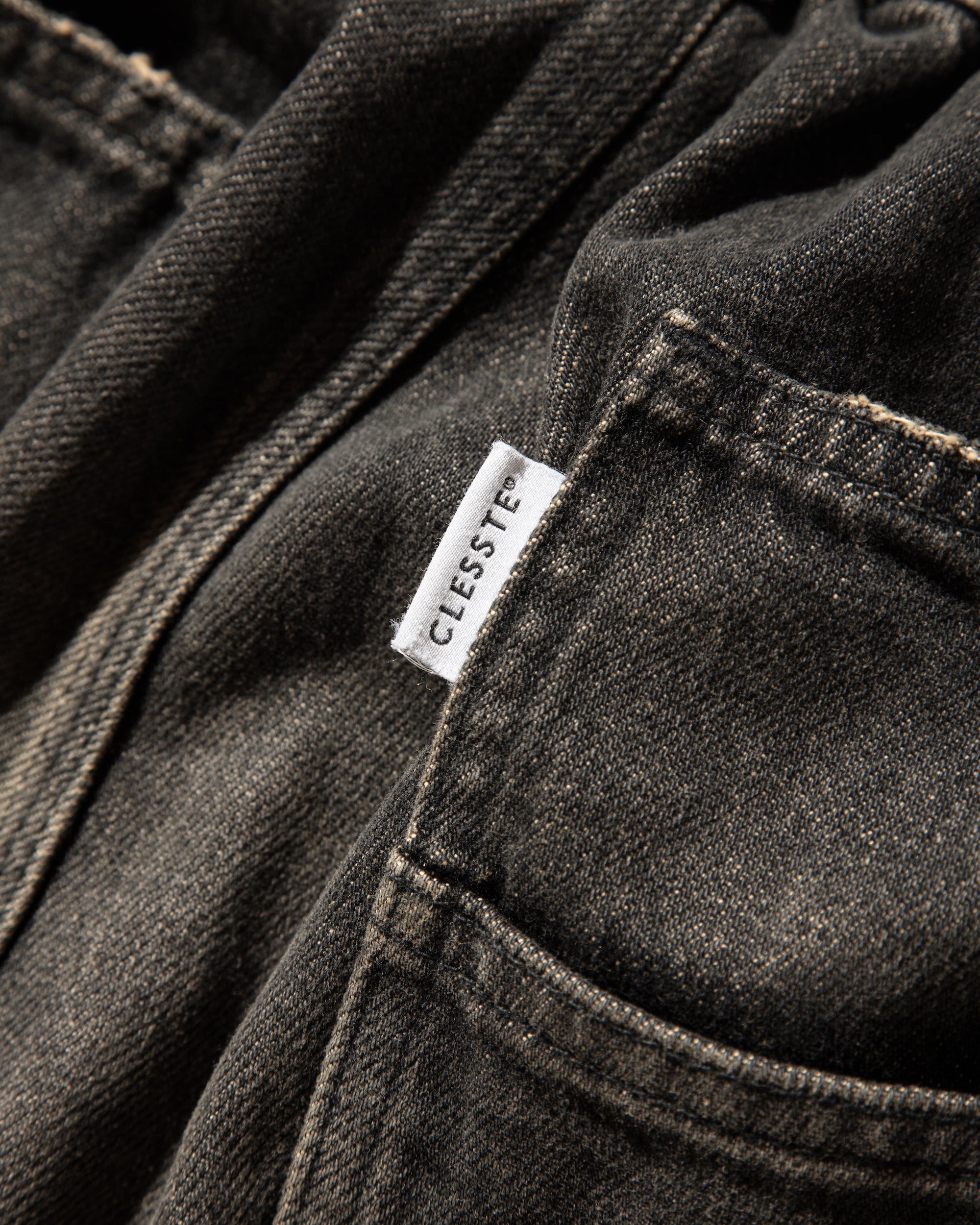 VINTAGE DYED SELVEDGE DENIM WORKER PANTS (VINTAGE BLACK)