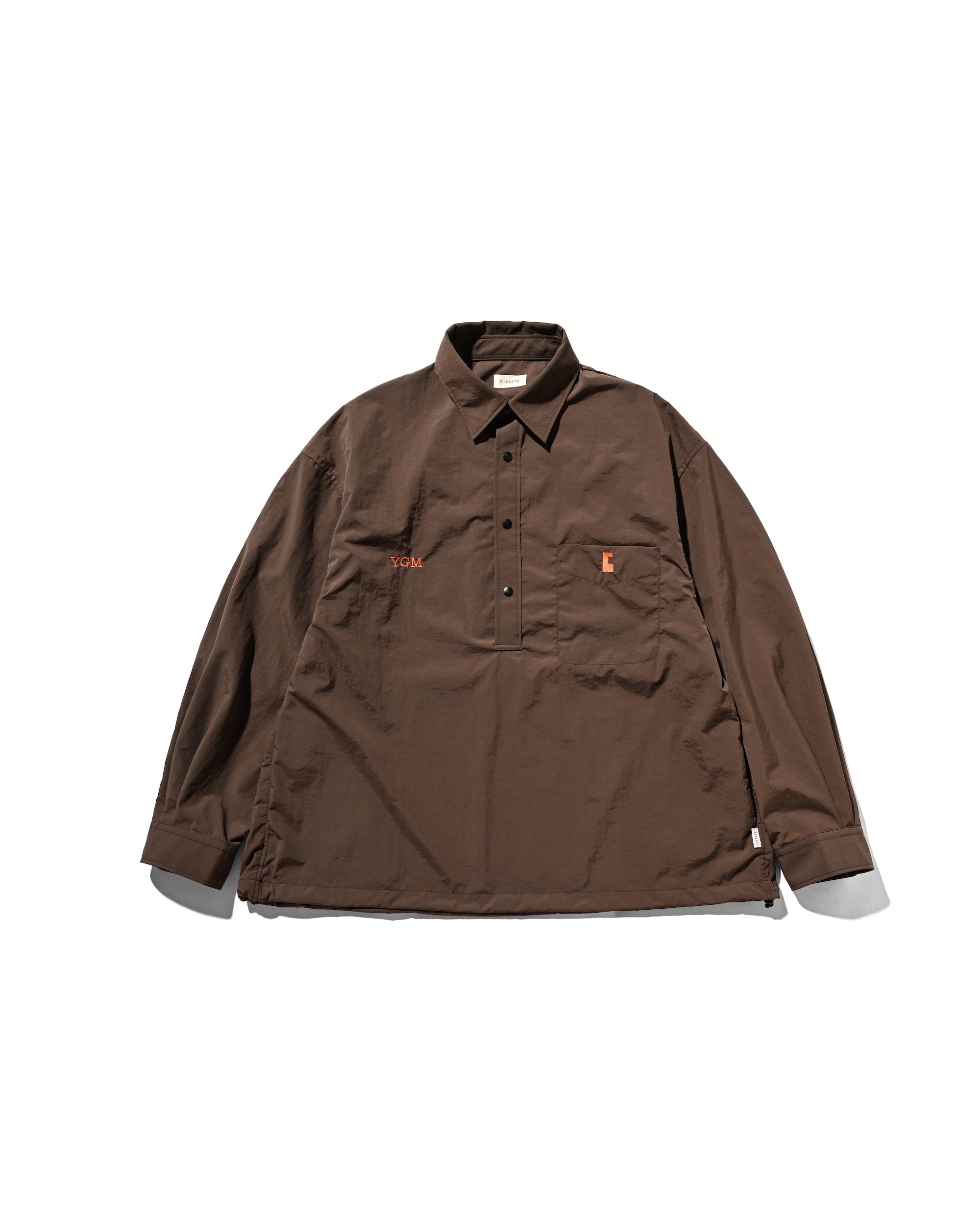 【10.15 WED 20:00- IN STOCK】WATER REPELLENT NYLON CITY UNIFORM L/S PULLOVER SHIRT FOR YGM (BROWN×ORANGE)
