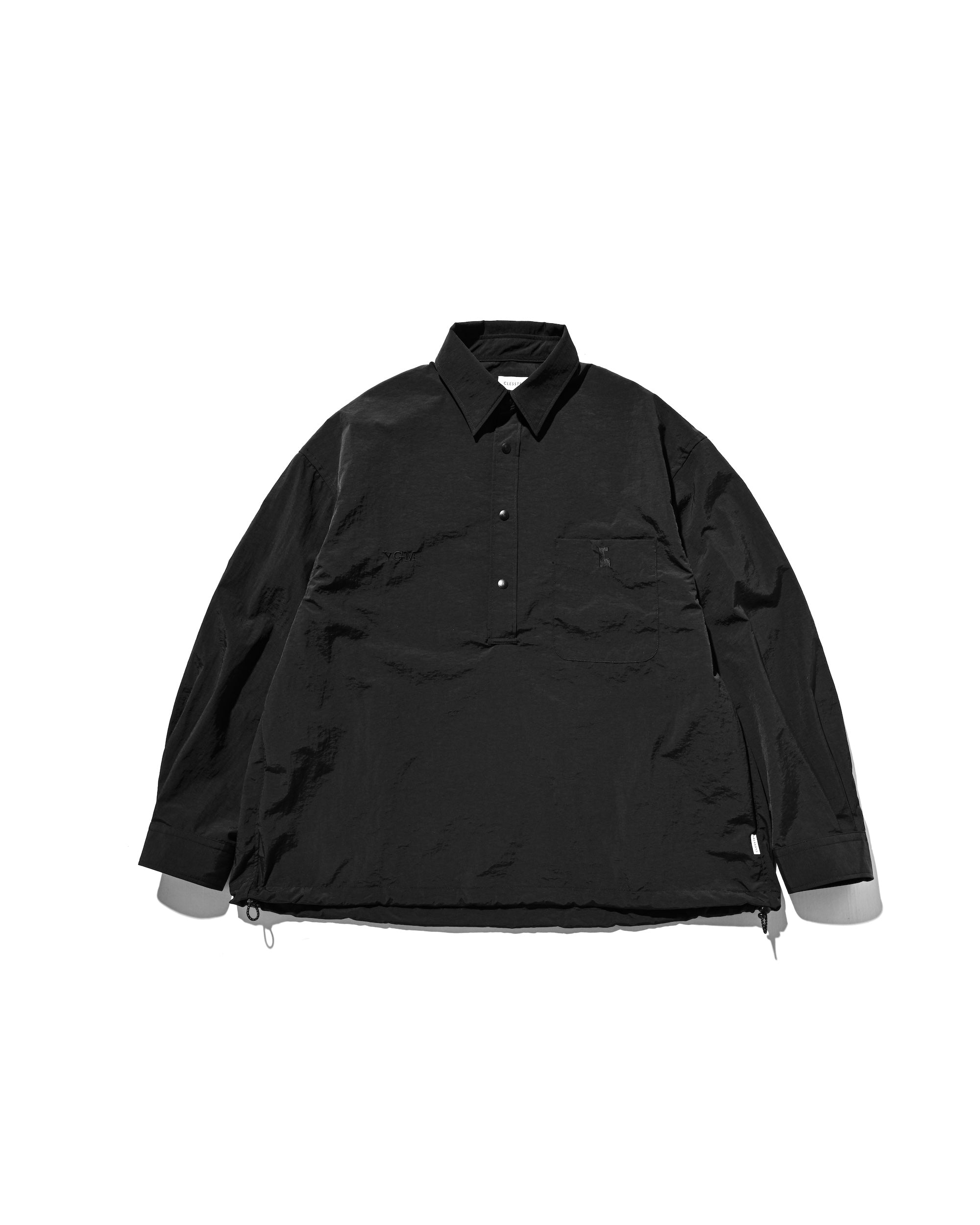 【10.15 WED 20:00- IN STOCK】WATER REPELLENT NYLON CITY UNIFORM L/S PULLOVER SHIRT FOR YGM (BLACK×BLACK)