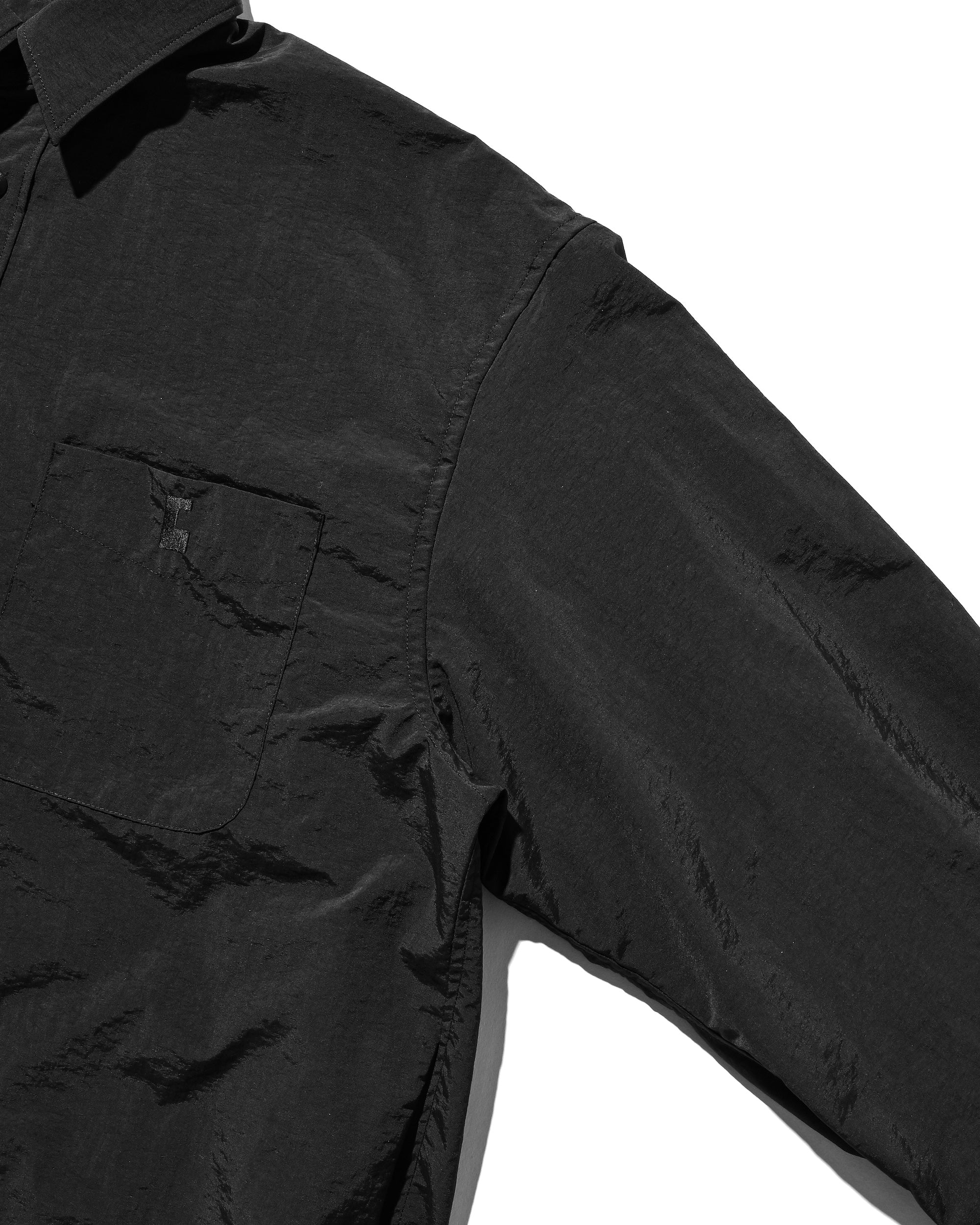 【10.15 WED 20:00- IN STOCK】WATER REPELLENT NYLON CITY UNIFORM L/S PULLOVER SHIRT FOR YGM (BLACK×BLACK)