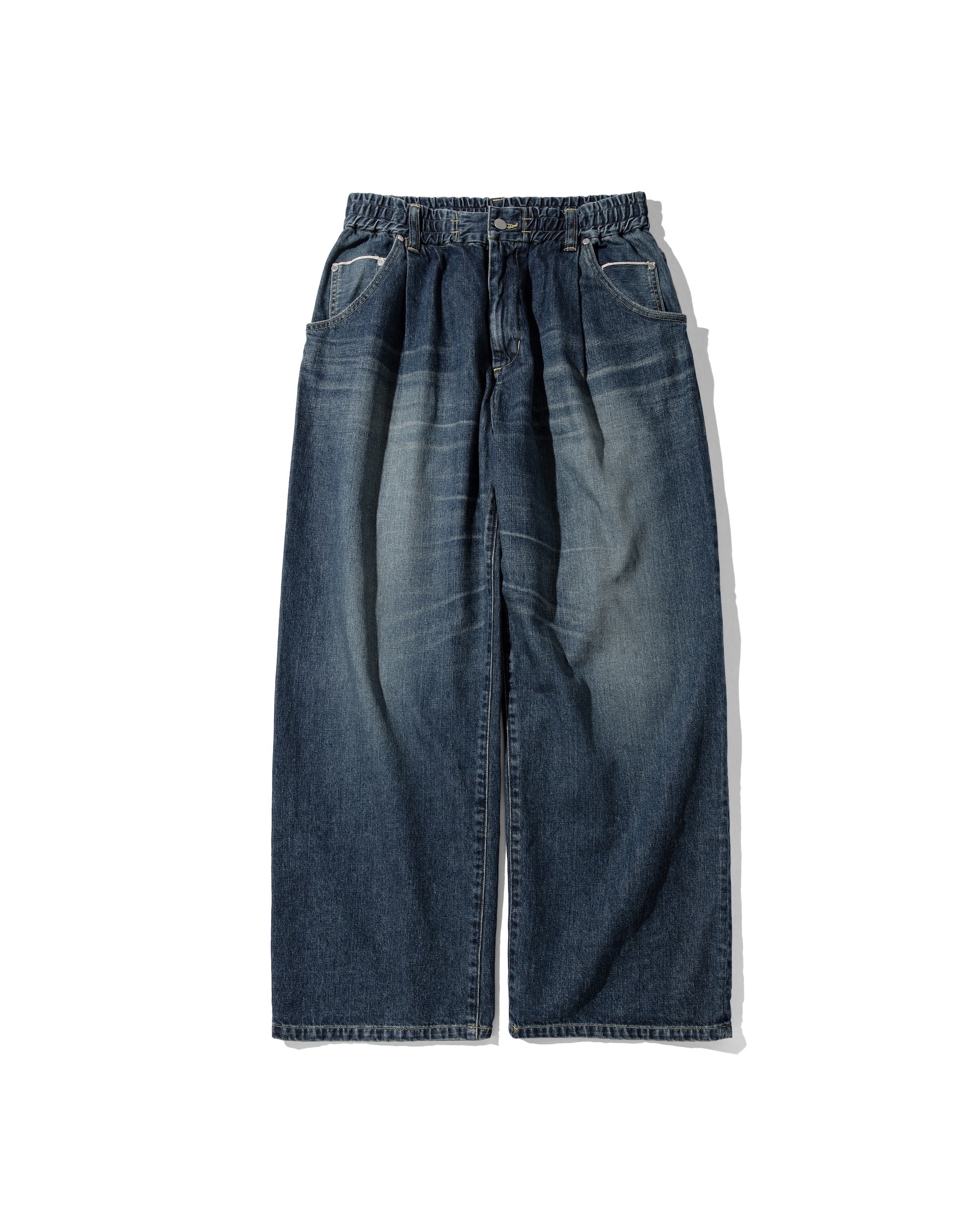 VINTAGE WASH SELVEDGE DENIM WIDE PANTS