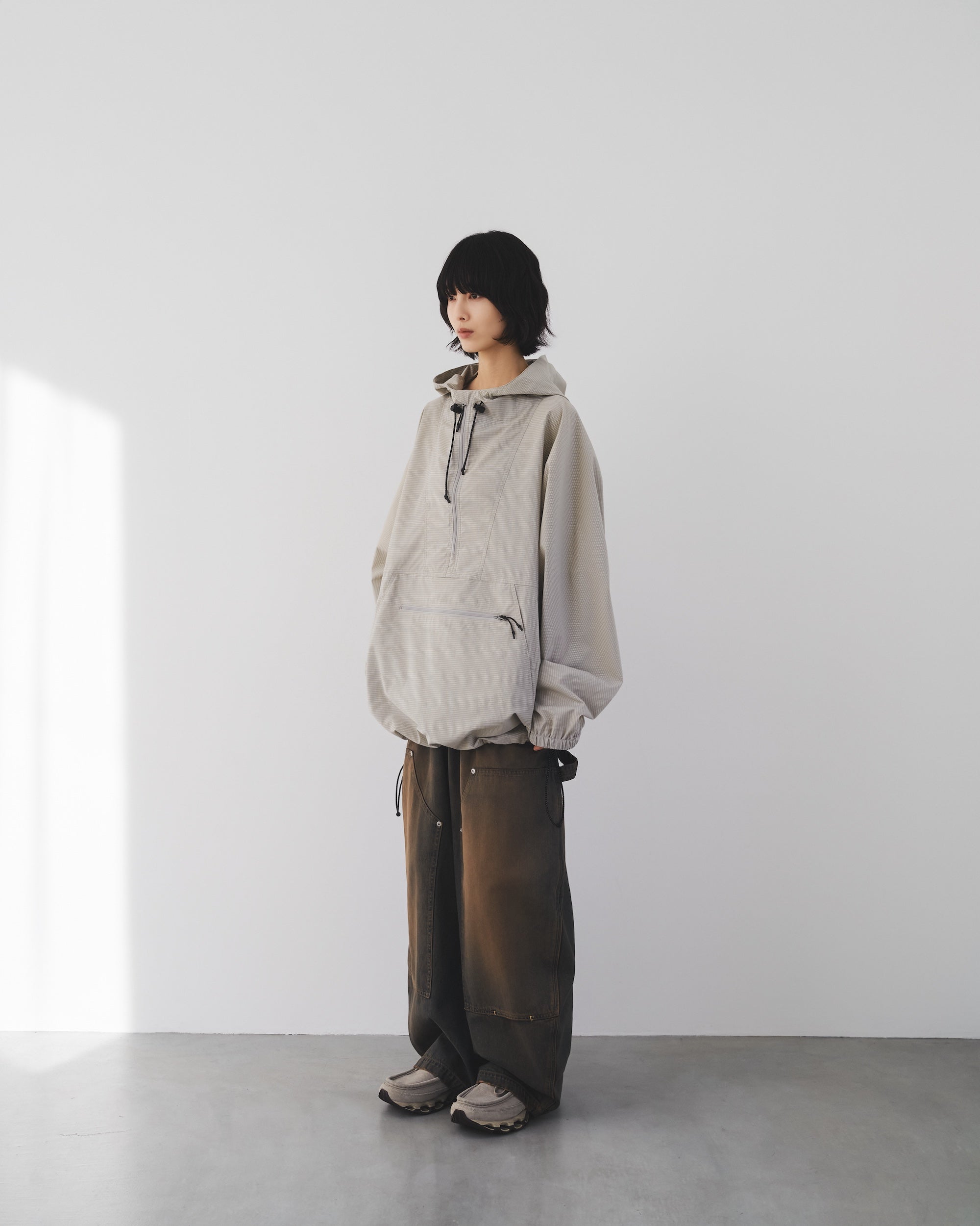 PACKABLE CITY ANORAK PARKA  (BEIGE(MINI GRAPH CHECK))