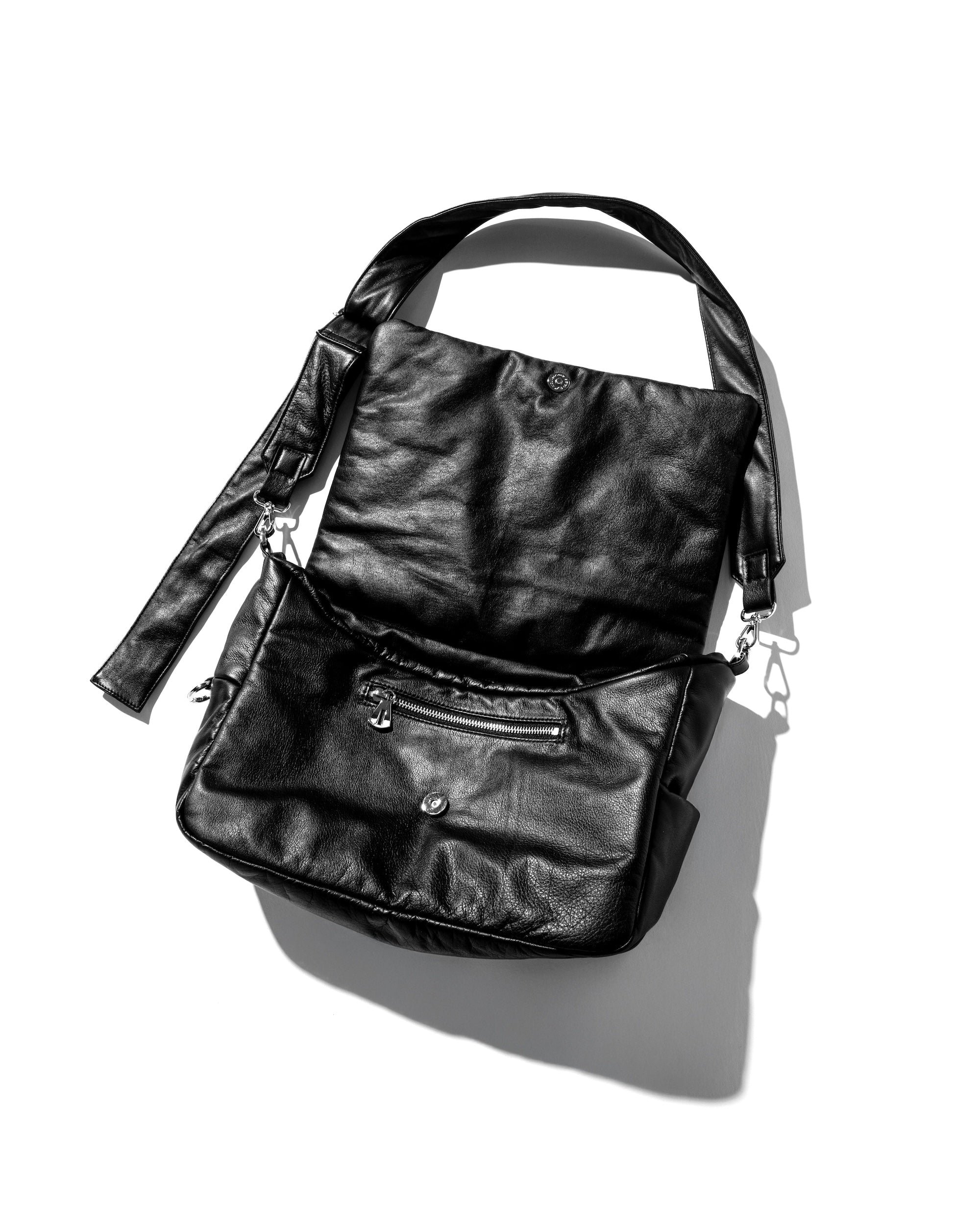 LEATHER PADDED FLAP HOLIDAY BAG