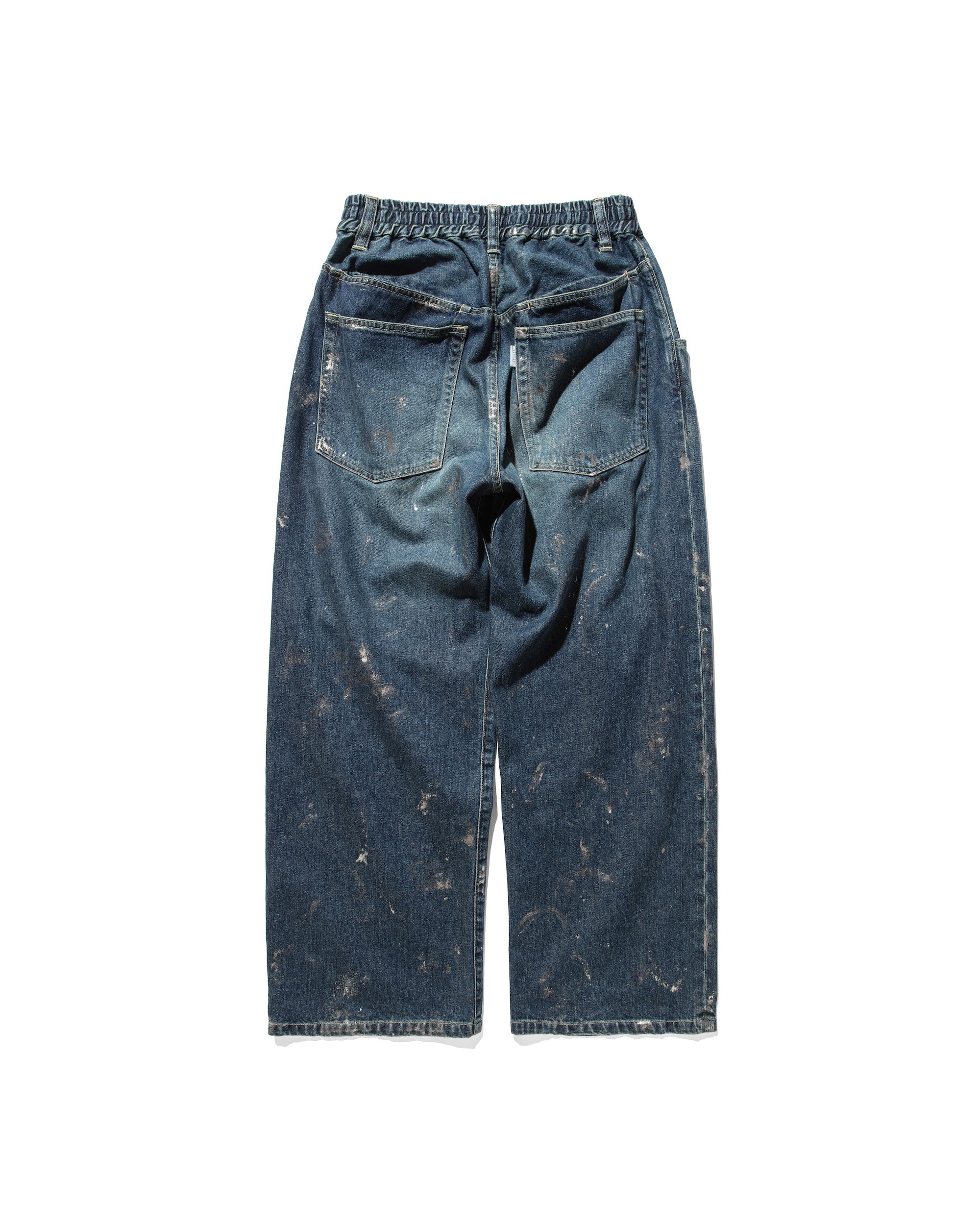 SILVER PRINT VINTAGE WASH SELVEDGE DENIM WIDE PANTS