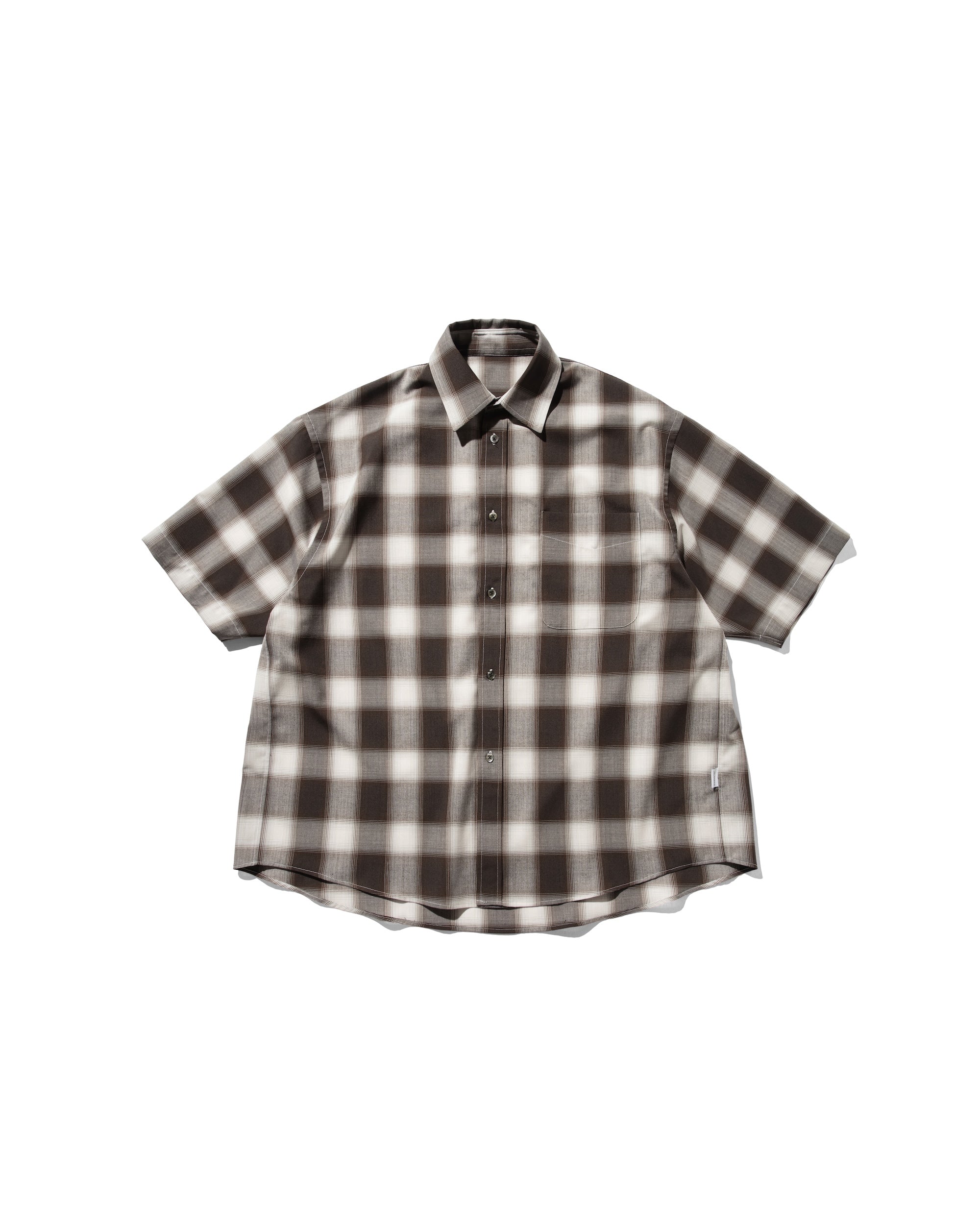 【6.25 WED 20:00- IN STOCK】OMBRE CHECK CLASSIC CITY S/S SHIRT (BROWN)