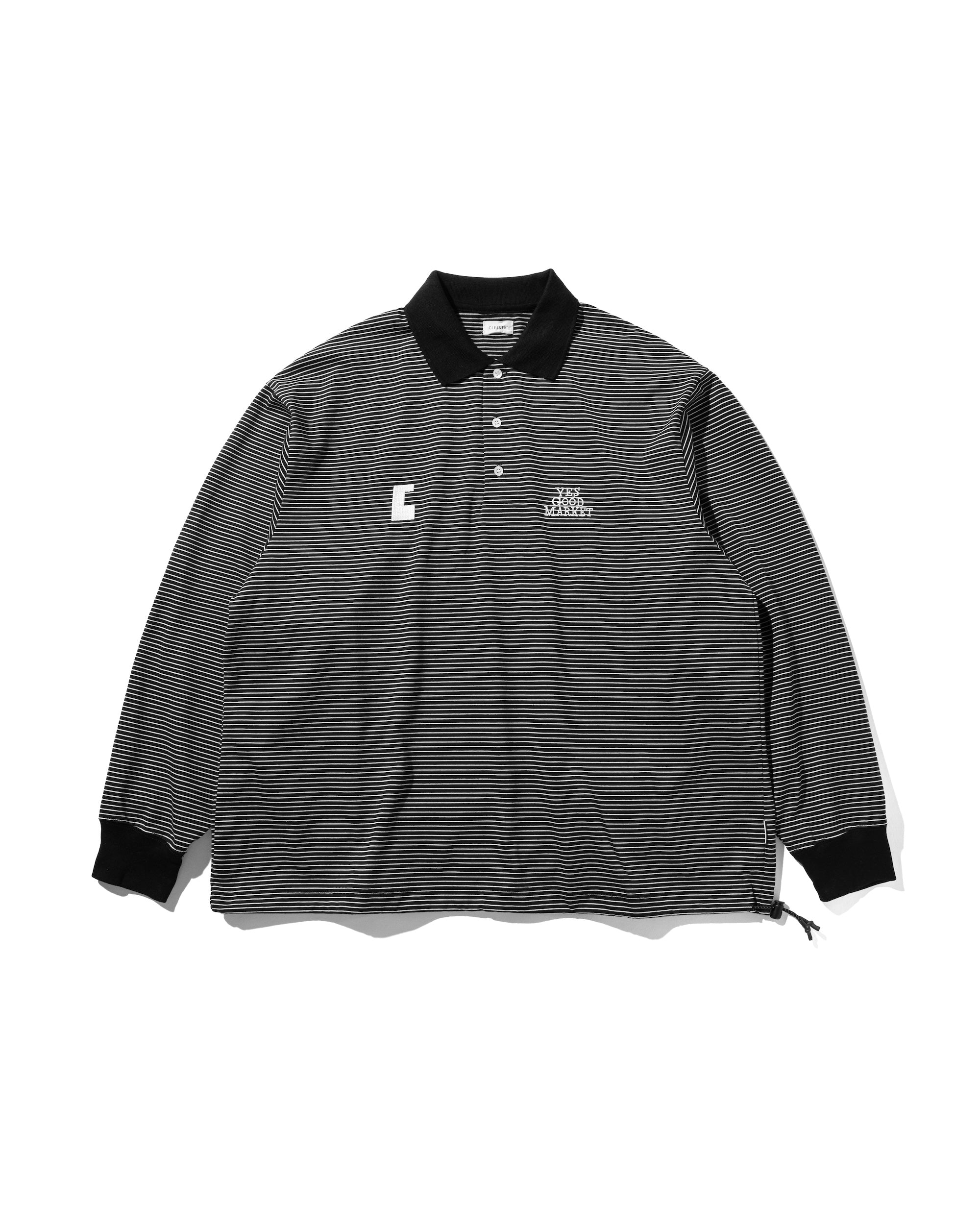 【9.8 SUN 20:00- IN STOCK】STRIPED MASSIVE L/S POLO SHIRT WITH DRAWSTRINGS FOR YES GOOD MARKET