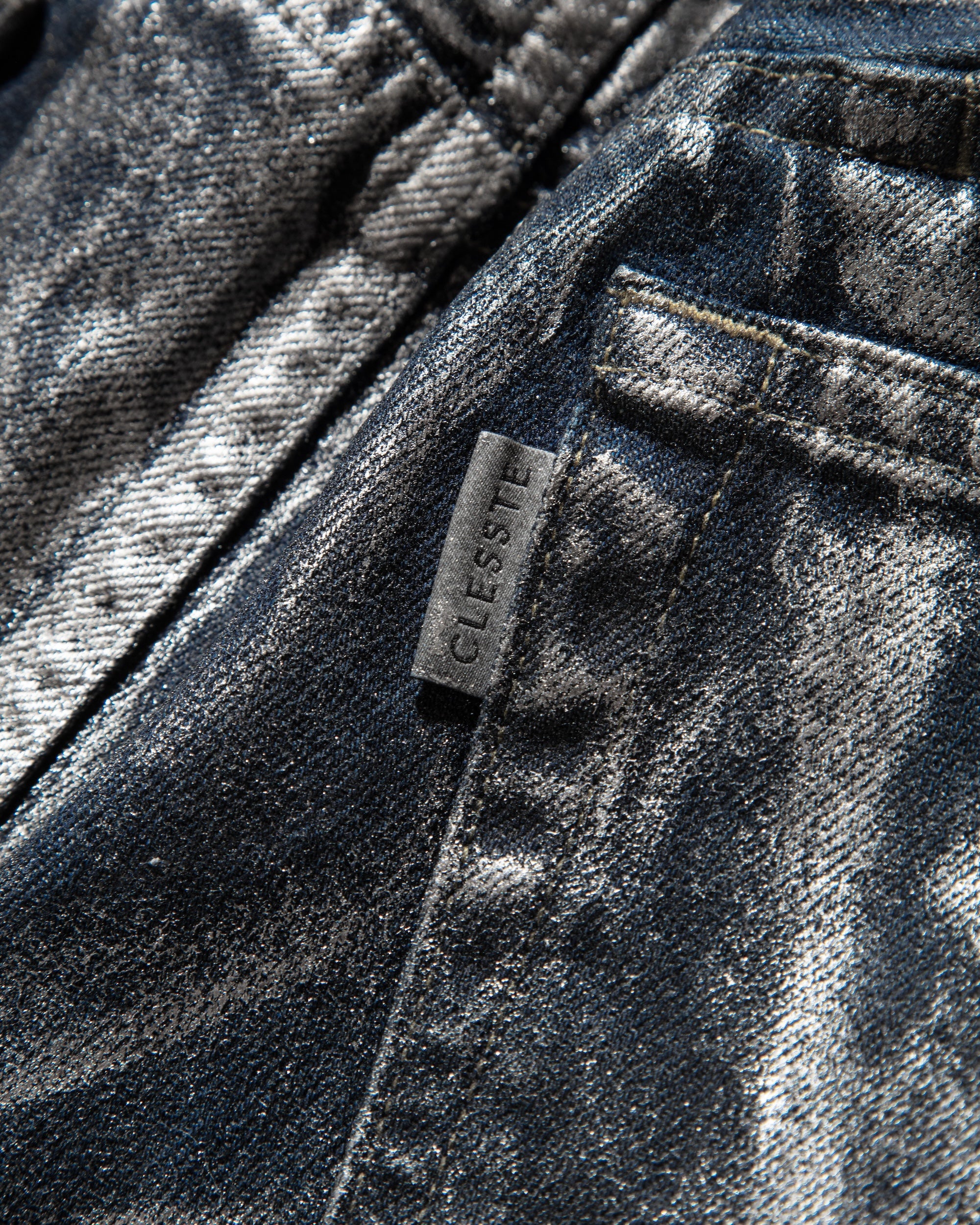 clesste SILVER PRINT VINTAGE WASH DENIM