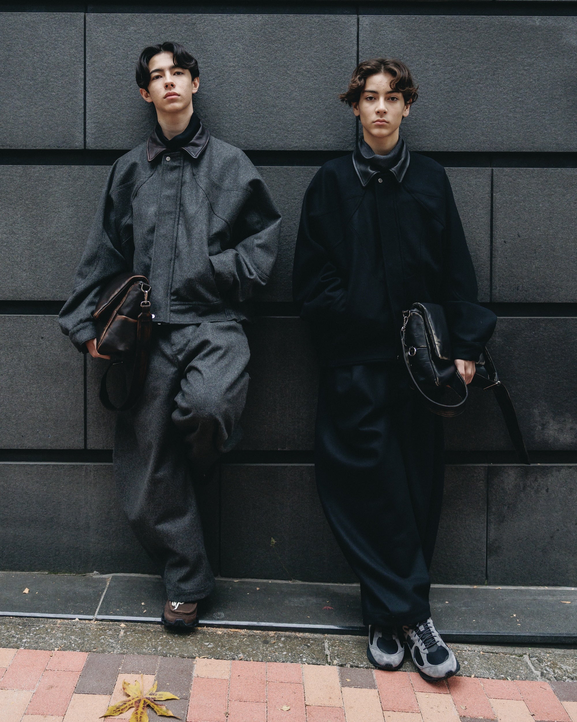 【12.6 SAT 20:00- IN STOCK】LEATHER COLLAR WOOL MELTON FUTURE JACKET (BLACK)