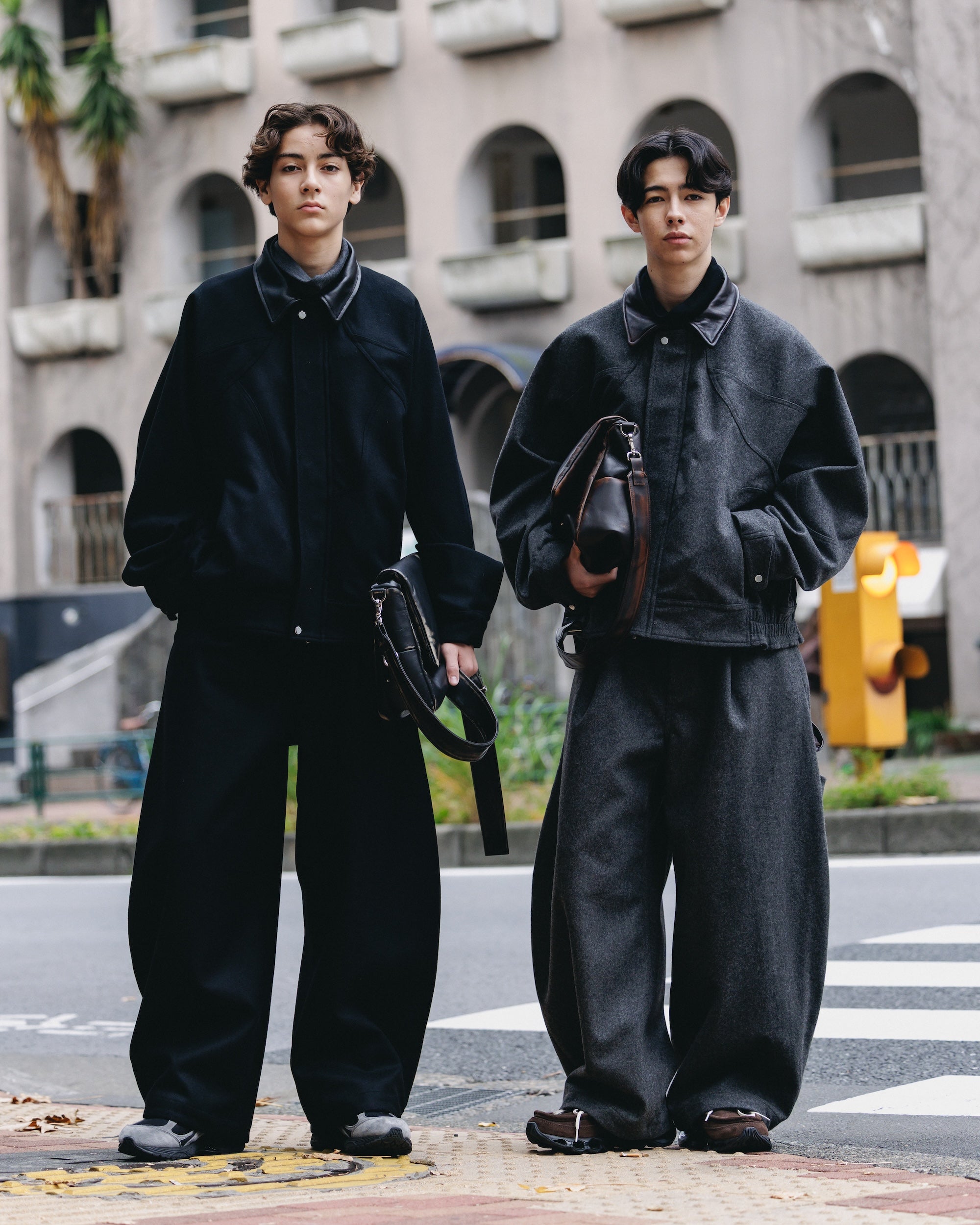 【12.6 SAT 20:00- IN STOCK】LEATHER COLLAR WOOL MELTON FUTURE JACKET (BLACK)